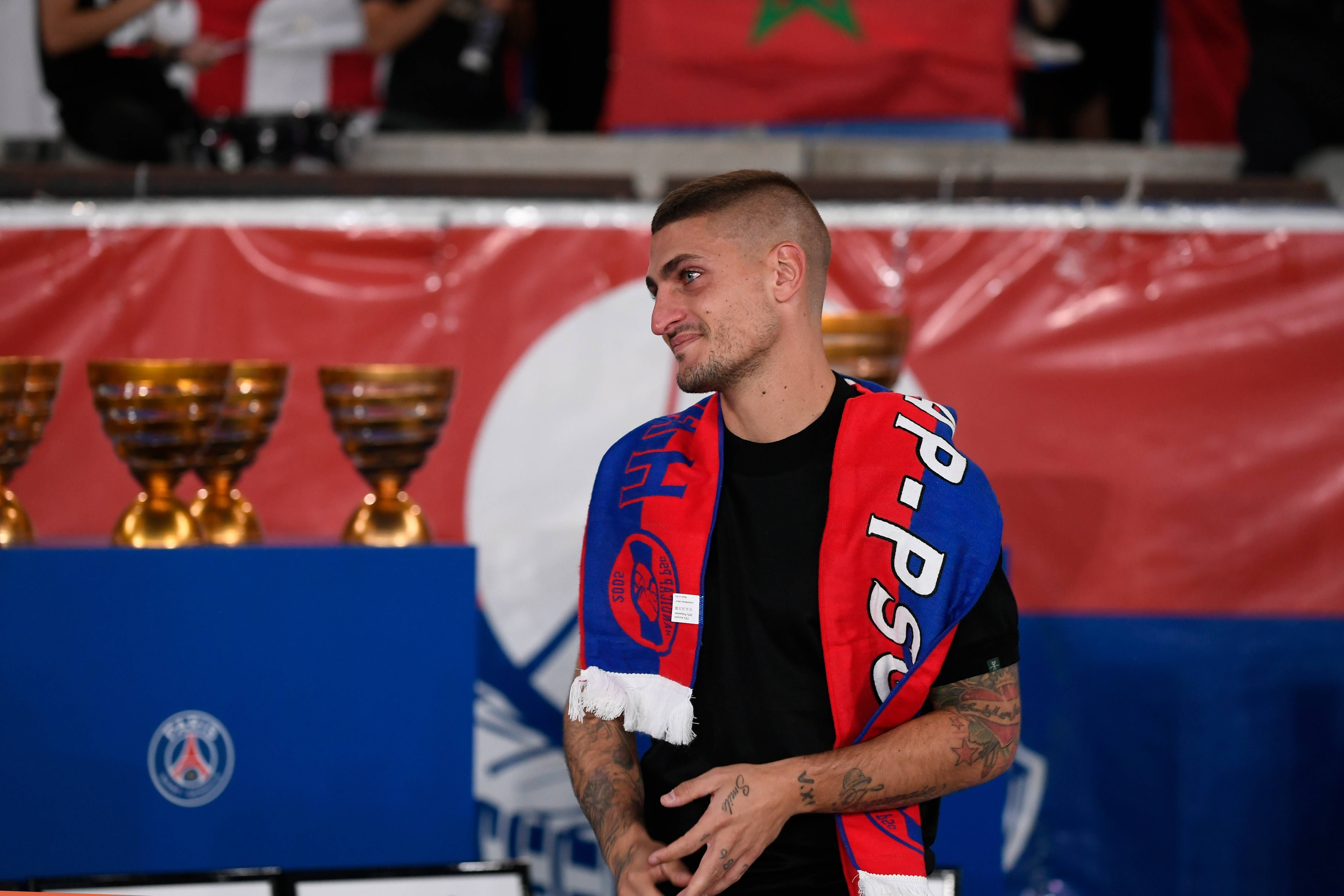  Marco Verratti, en el homenaje que le dio el PSG.