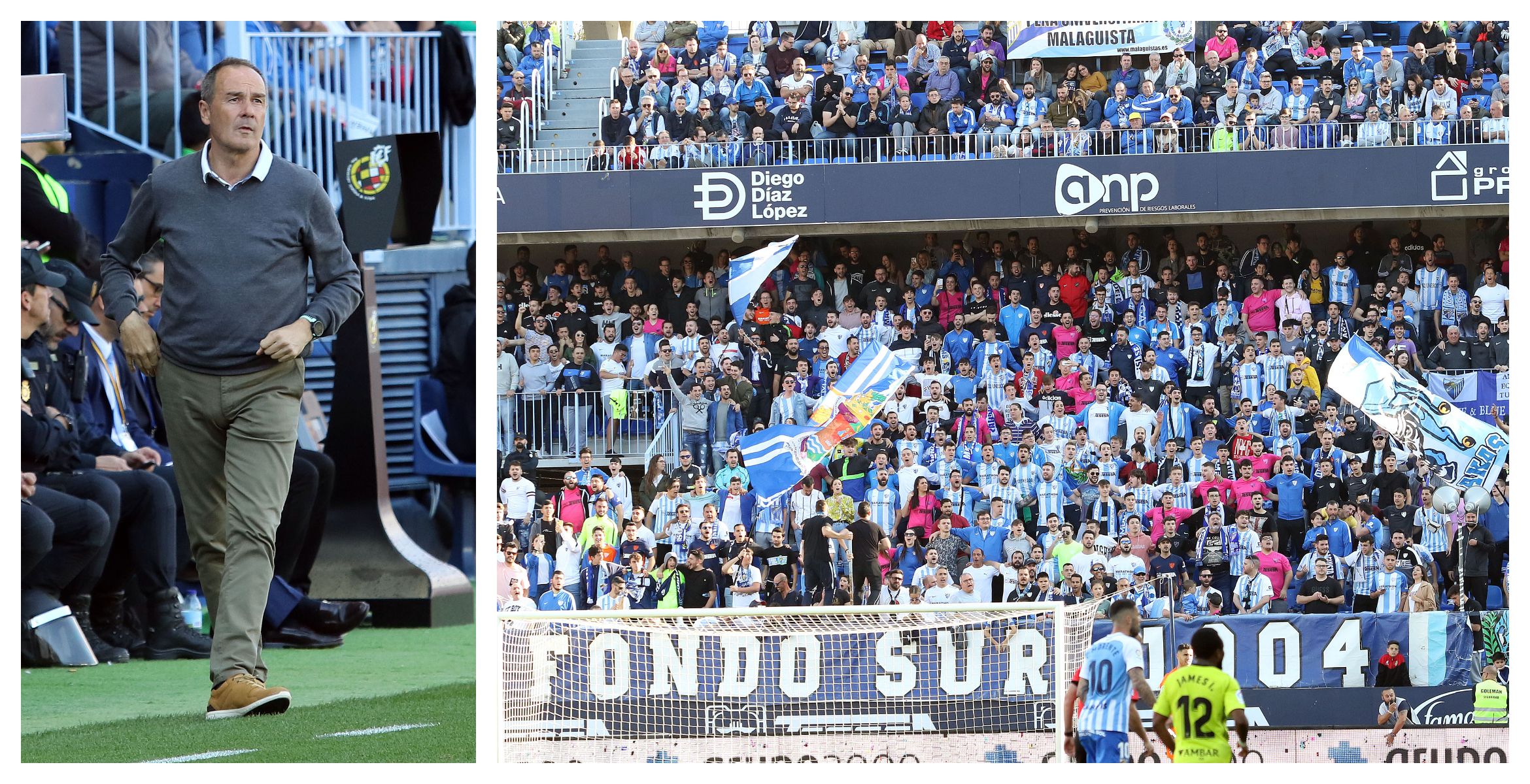  Víctor Fernández y la Grada de Animación de La Rosaleda (Fotos: Paco Rodríguez).