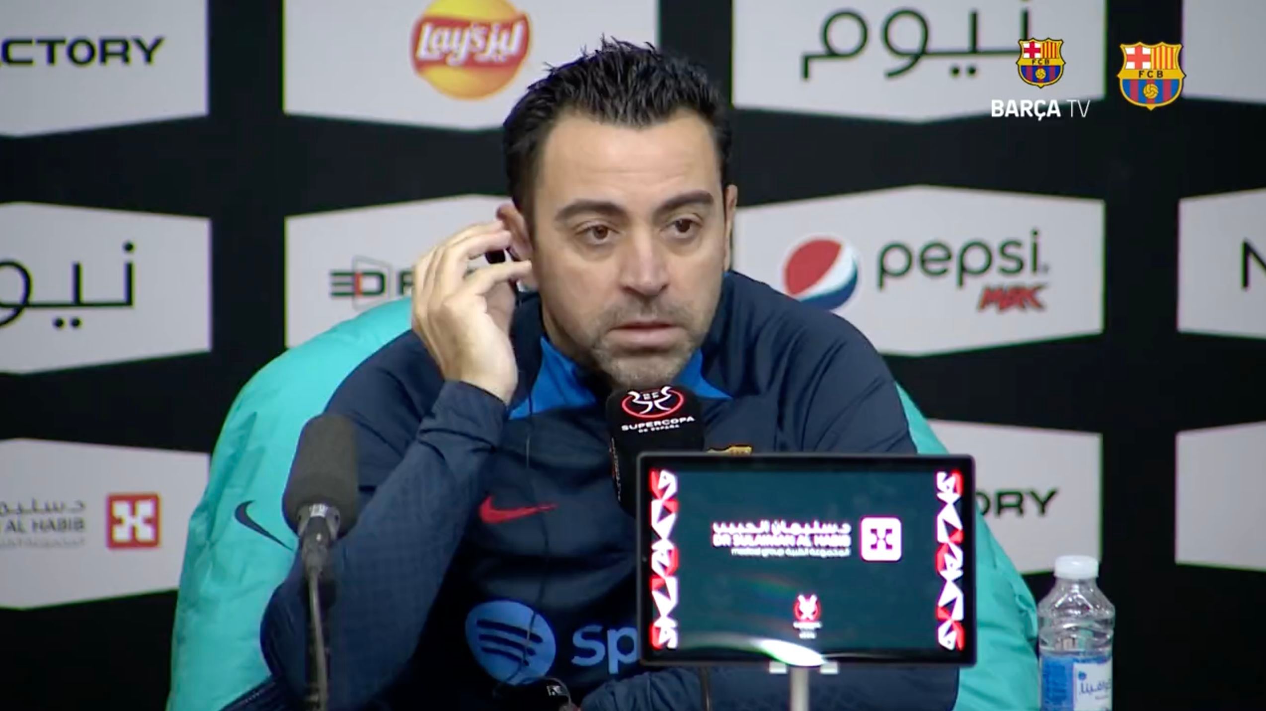 Xavi, en la rueda de prensa previa a la final de la Supercopa.