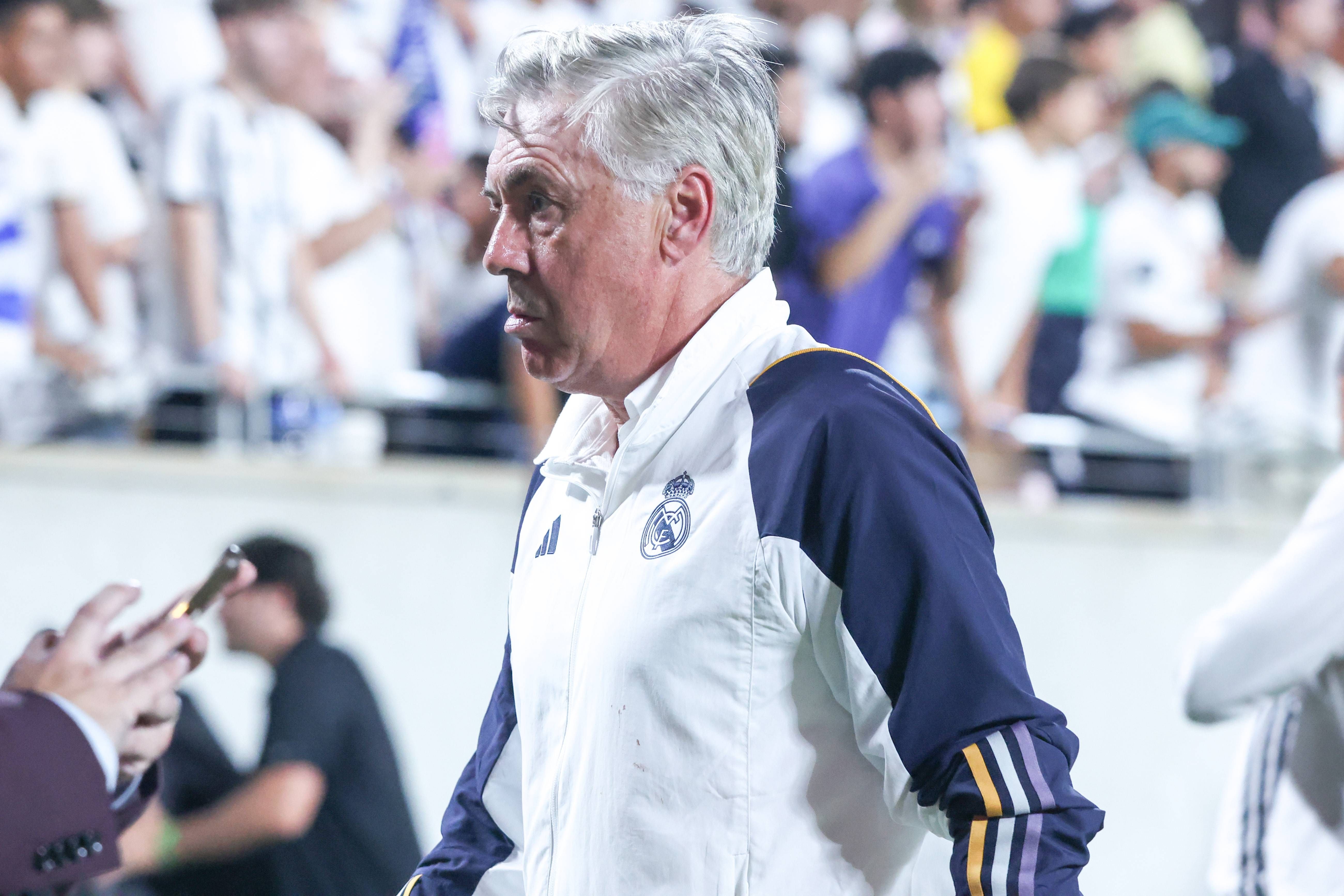  Carlo Ancelotti, en un partido de pretemporada del Real Madrid.