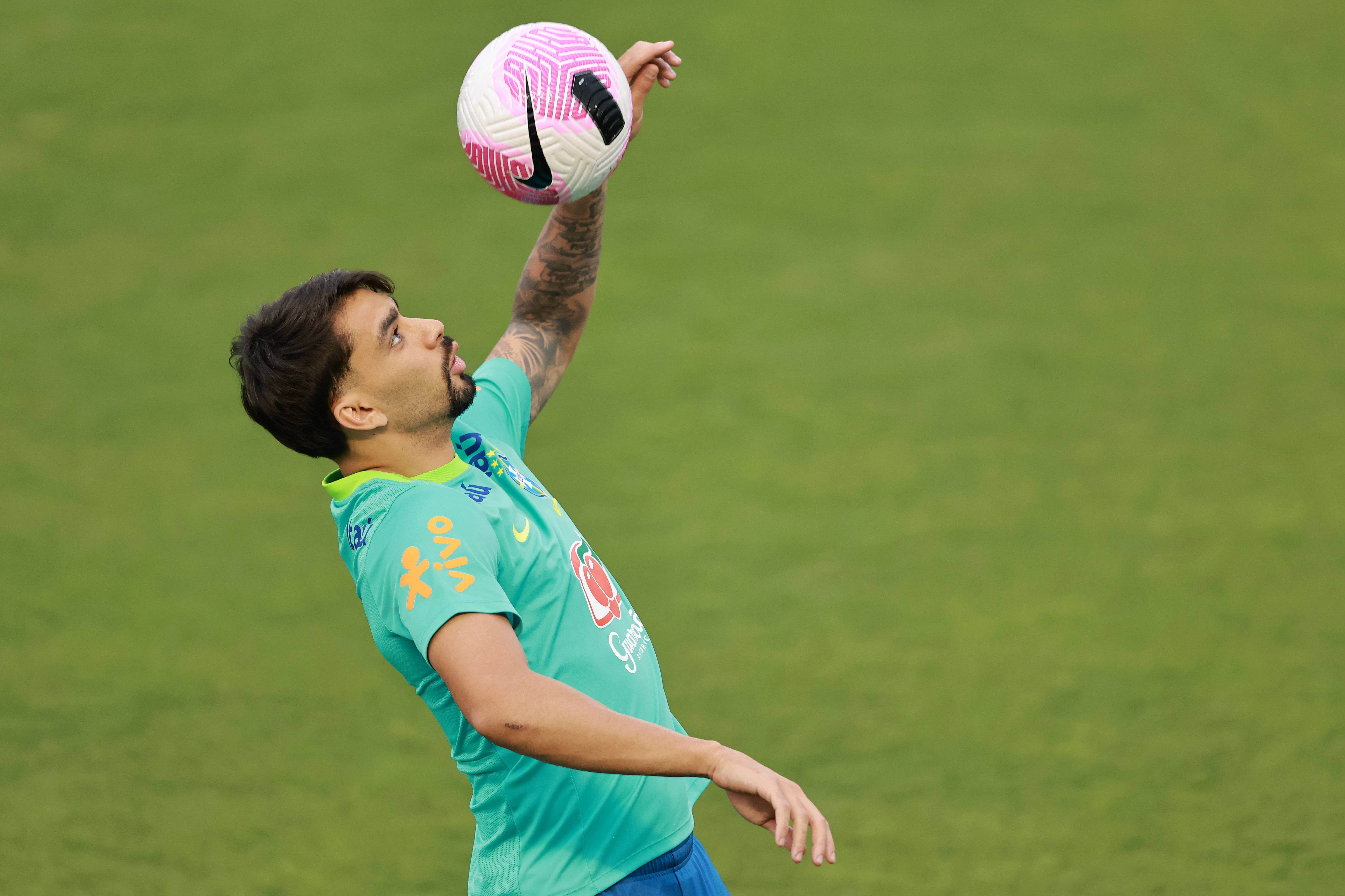  Lucas Paquetá, en un entrenamiento con Brasil.