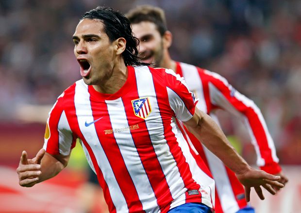 Radamel Falcao celebra un gol en la final de la Europa League 2012.
