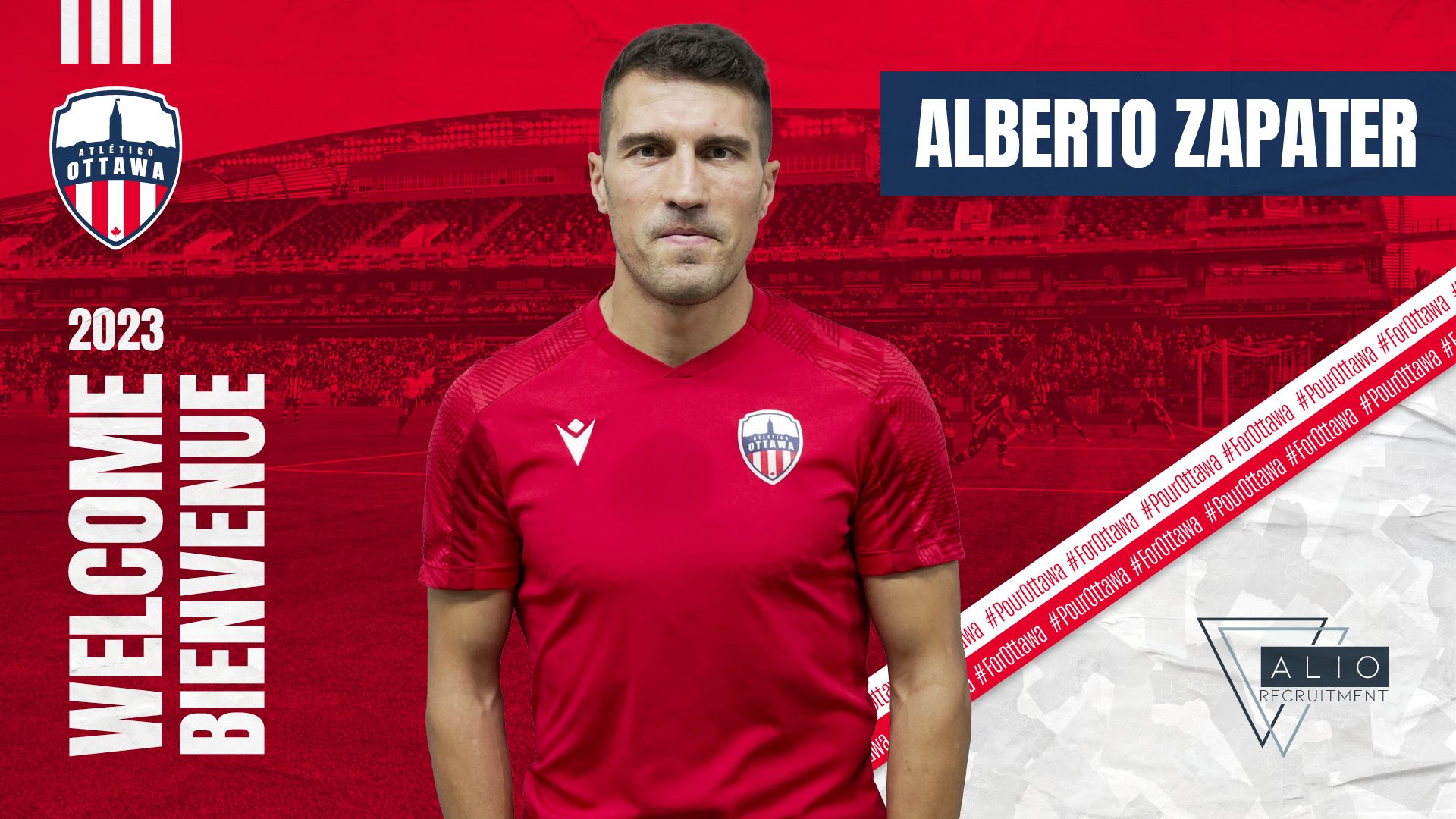 Alberto Zapater, nuevo fichaje del Atlético Ottawa.