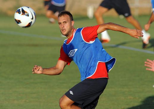 Juan Cala, en un entrenamiento con el Sevilla.