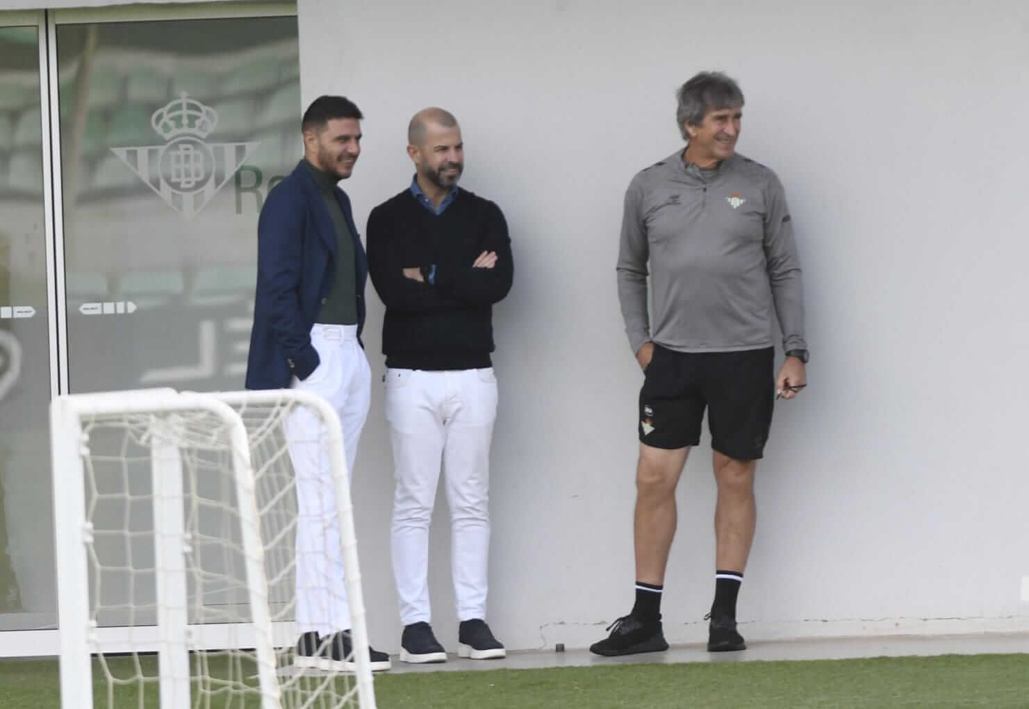 Joaquín, Manu Fajardo y Manuel Pellegrini, en un entrenamiento.