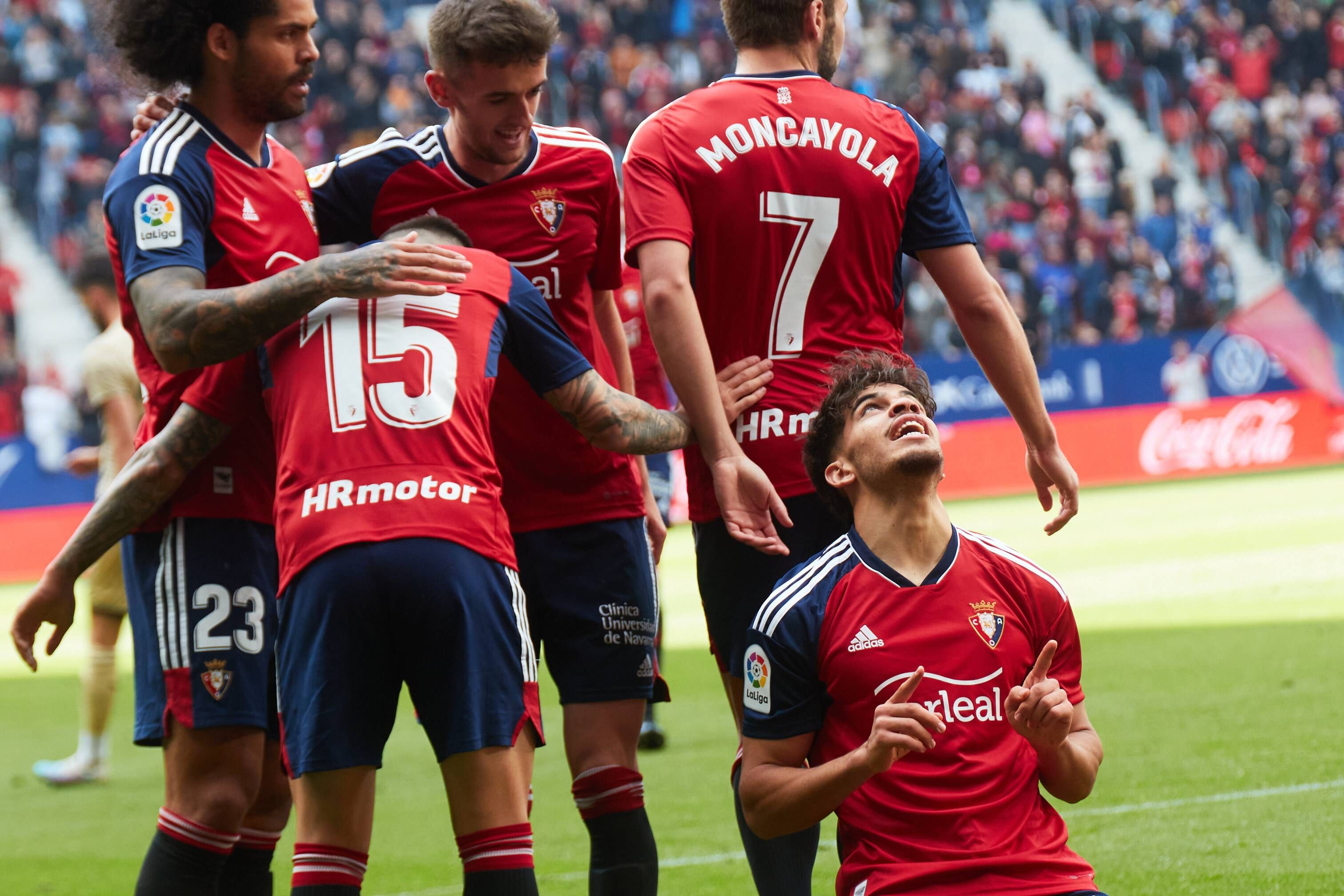  Ez Abde celebra su gol en el Osasuna-Almería.