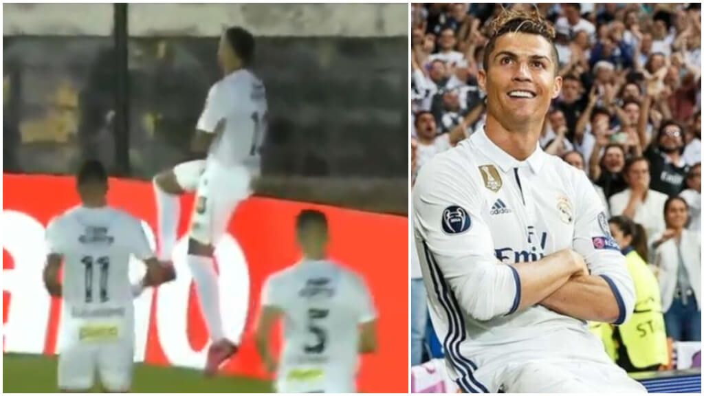 La celebración de Neymar al estilo de Cristiano Ronaldo.
