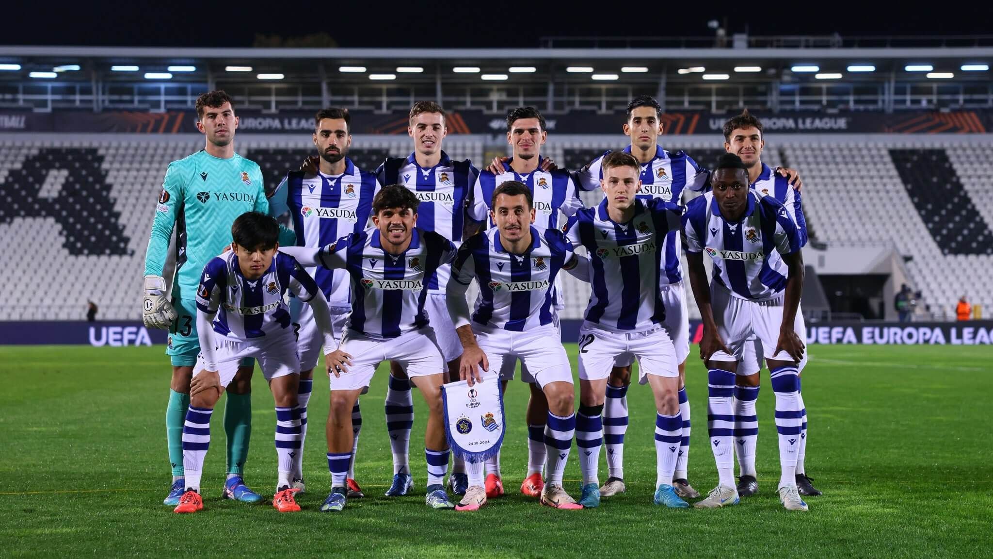 Once inicial de la Real Sociedad ante el Maccabi en Belgrado.
