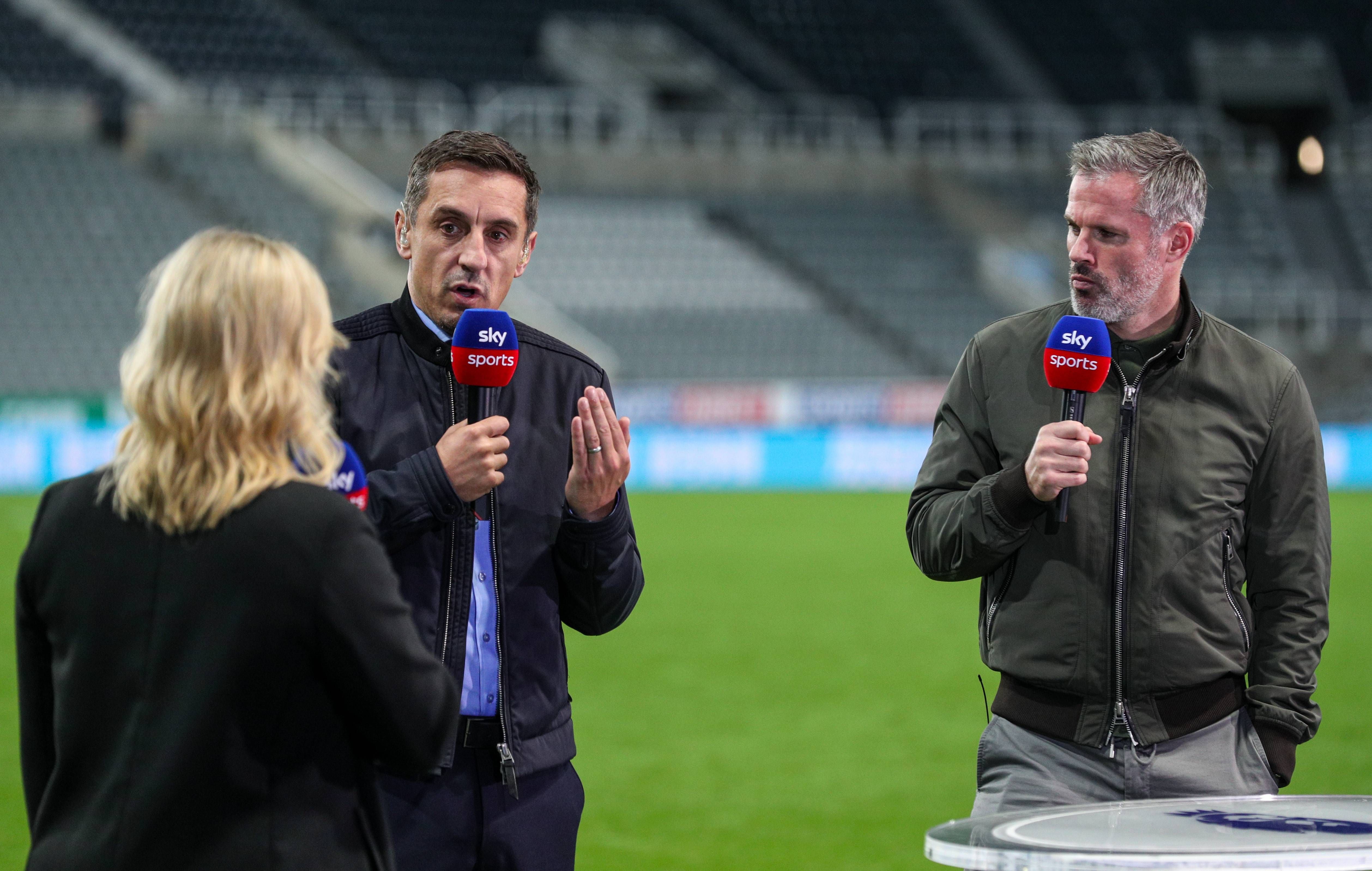 Gary Neville y Jaime Carragher durante una retransmisión de Sky Sports.