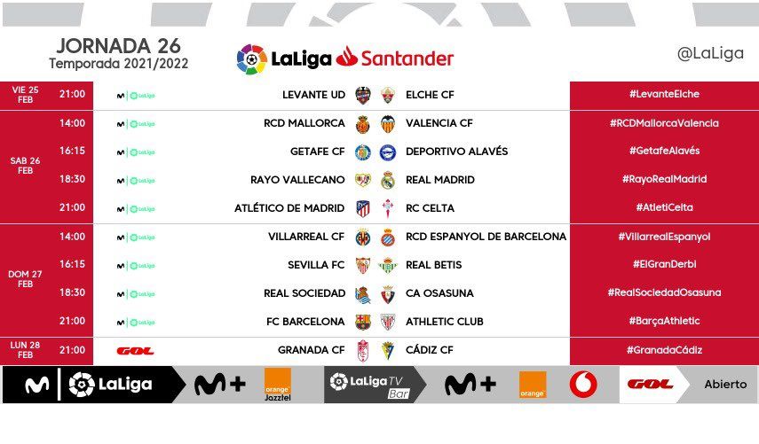 Horario Jornada 26