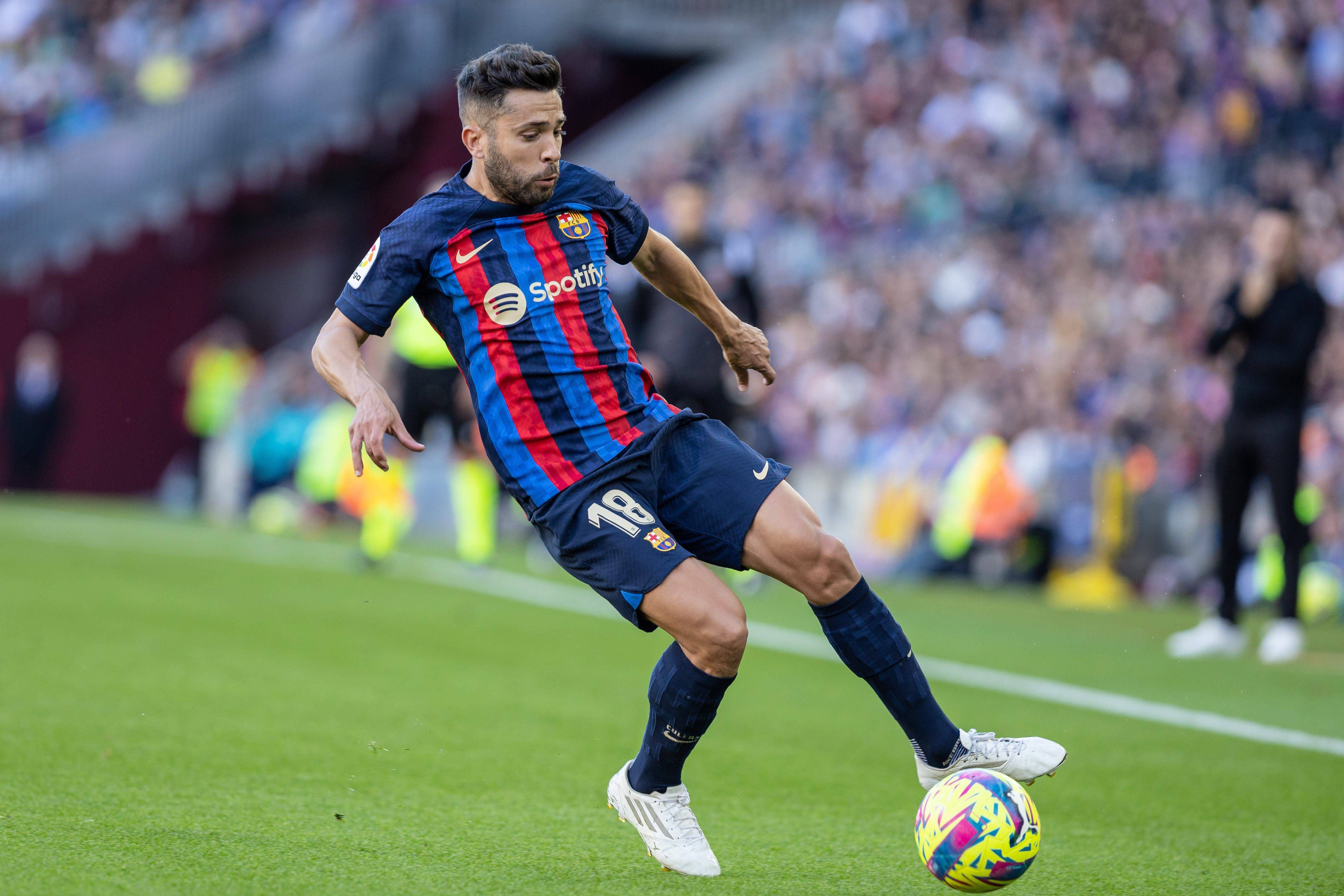 Jordi Alba, durante el Barça-Espanyol (Foto: Cordon Press). 