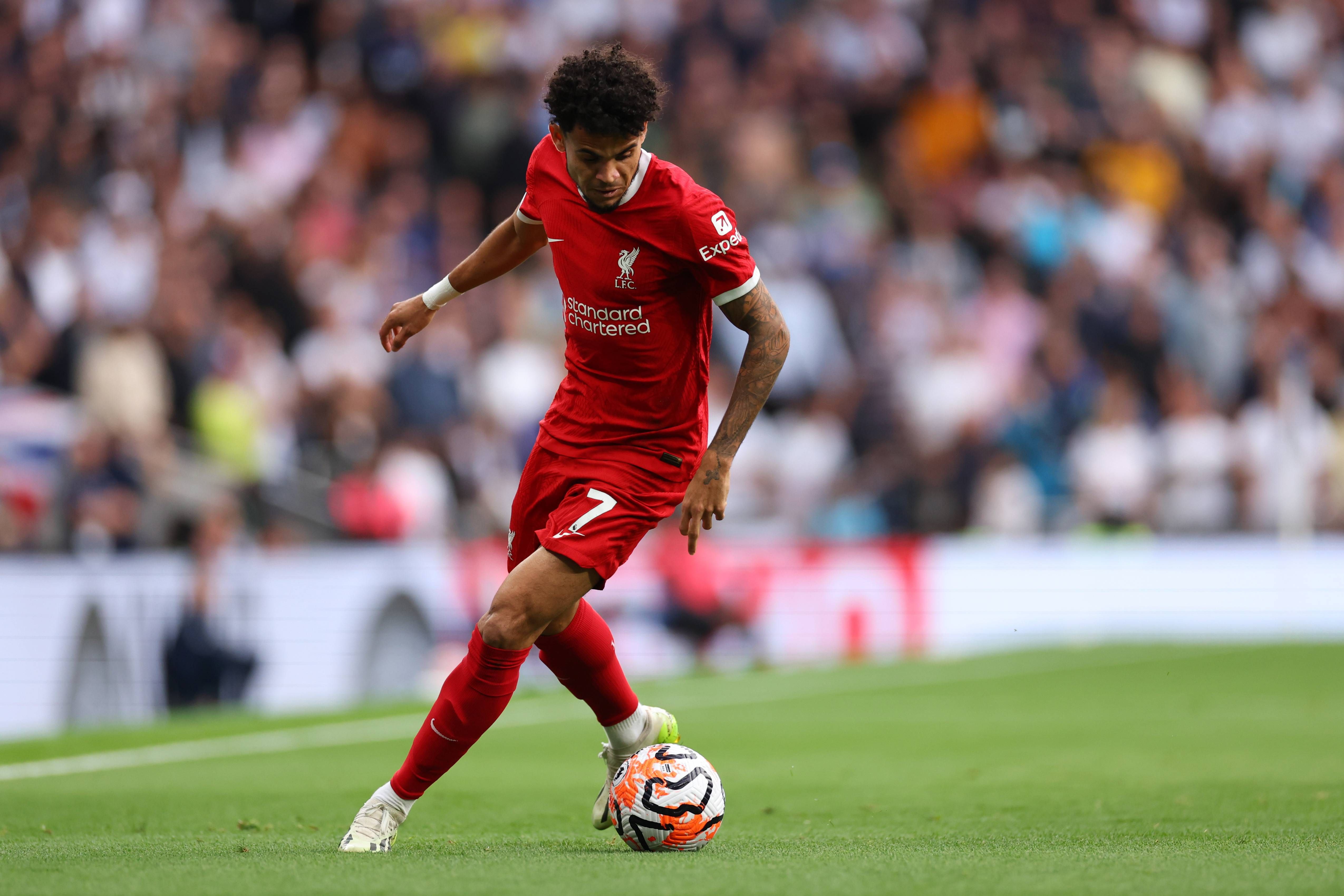 Luis Díaz en el partido contra el Tottenham