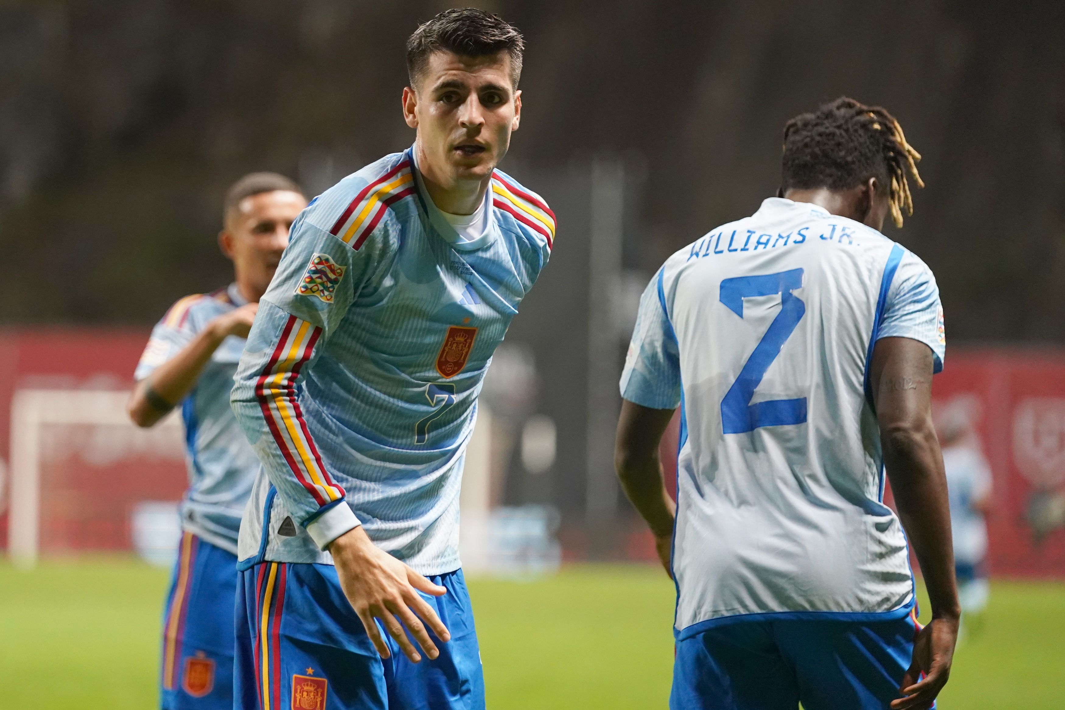  Morata, tras anotar ante Portugal.
