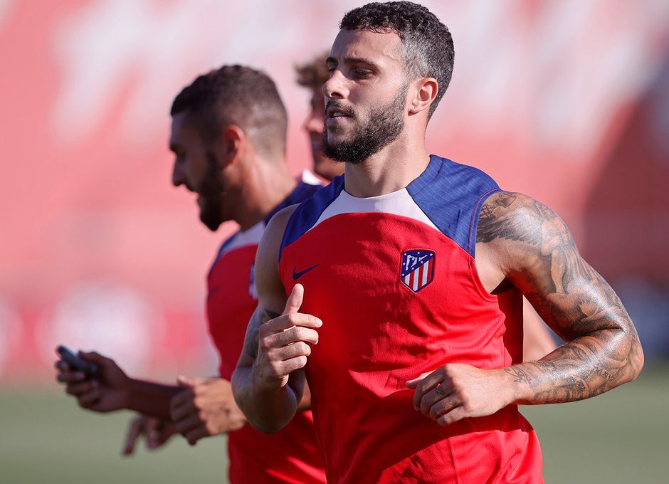 Mario Hermoso, en un entrenamiento con el Atlético de Madrid (Foto: ATM).
