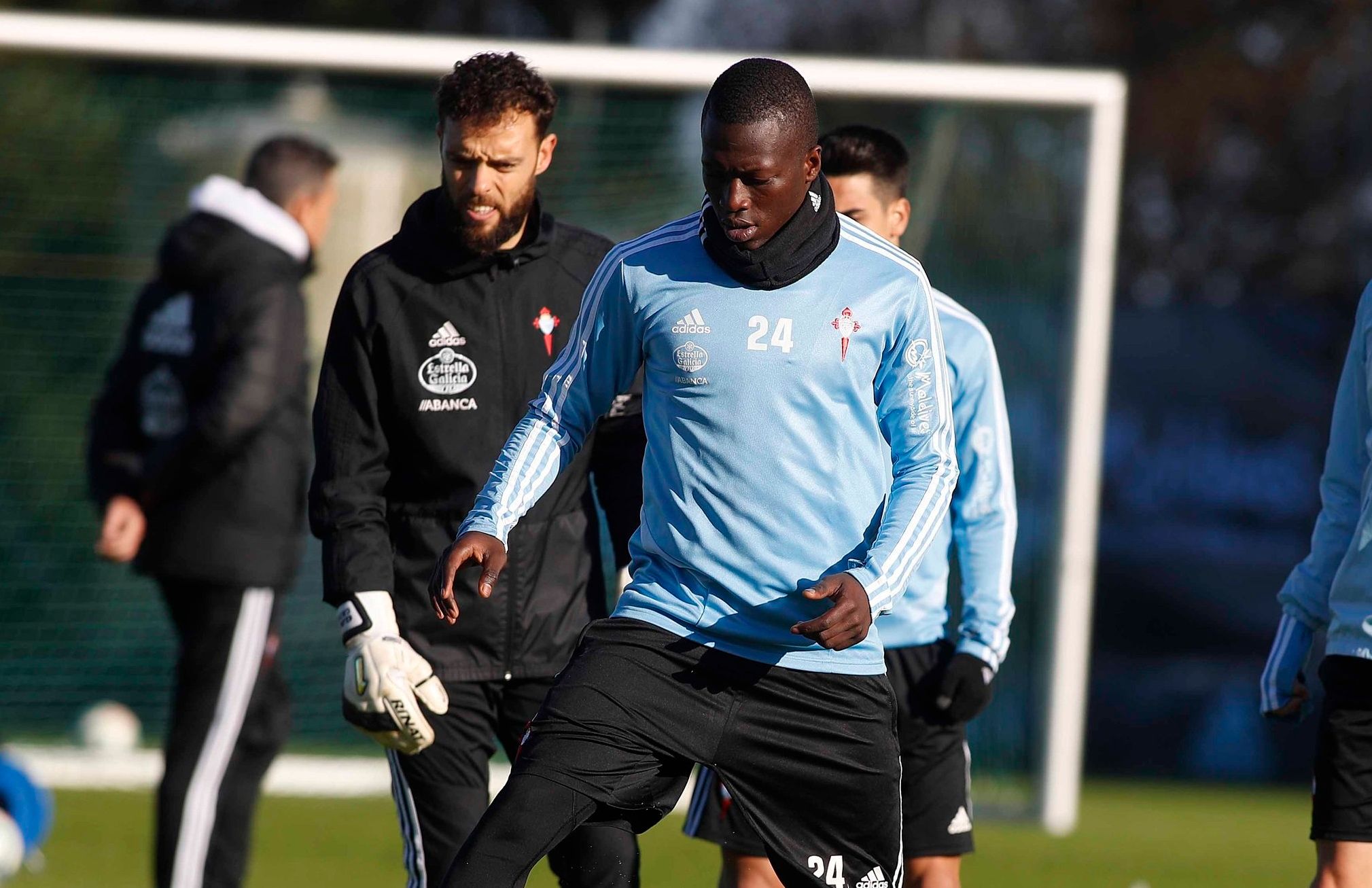  Pape Cheikh, en un entrenamiento del Celta en A Madroa.