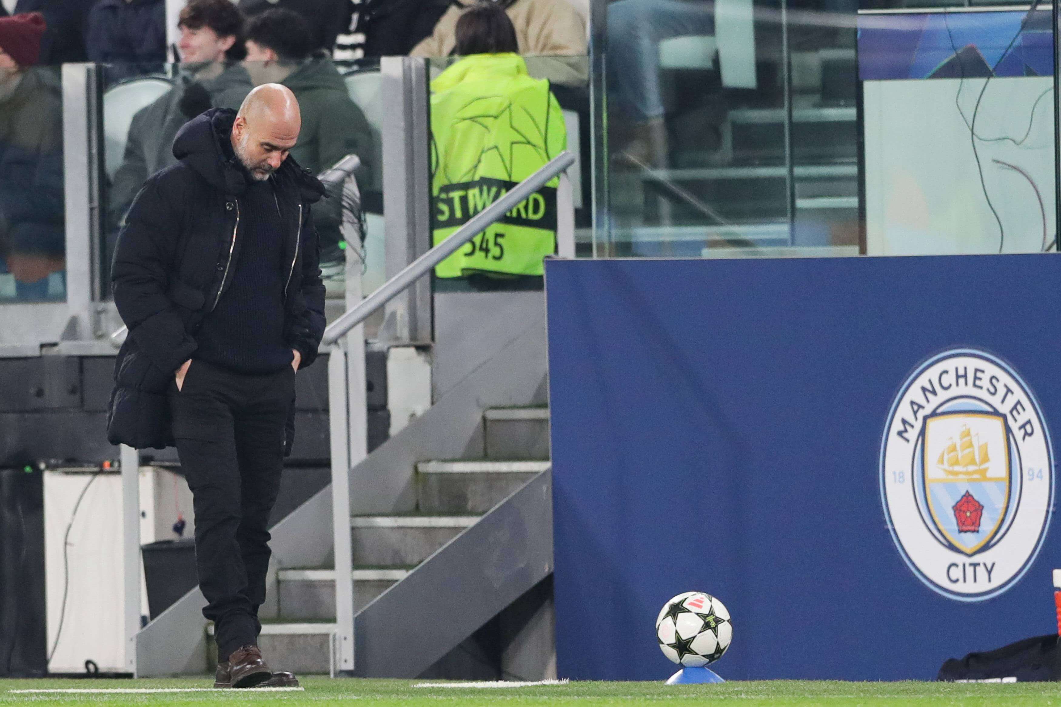Pep Guardiola se lamenta durante el Juventus-Manchester City.