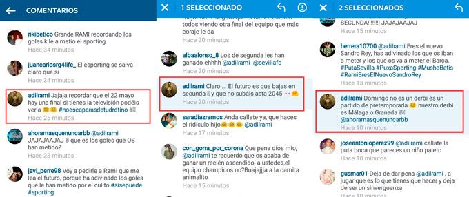 Respuestas de Rami en su cuenta de Instagram.