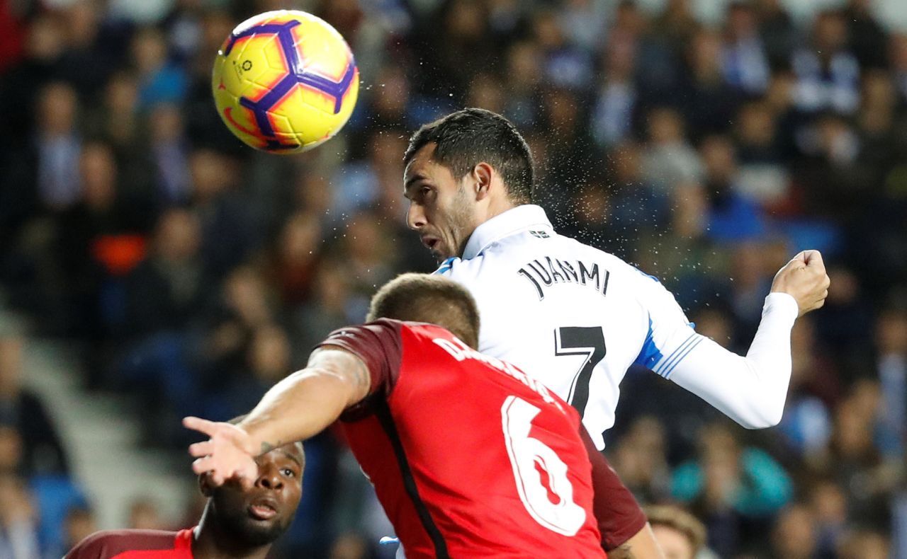 Juanmi, jugando contra el Sevilla.