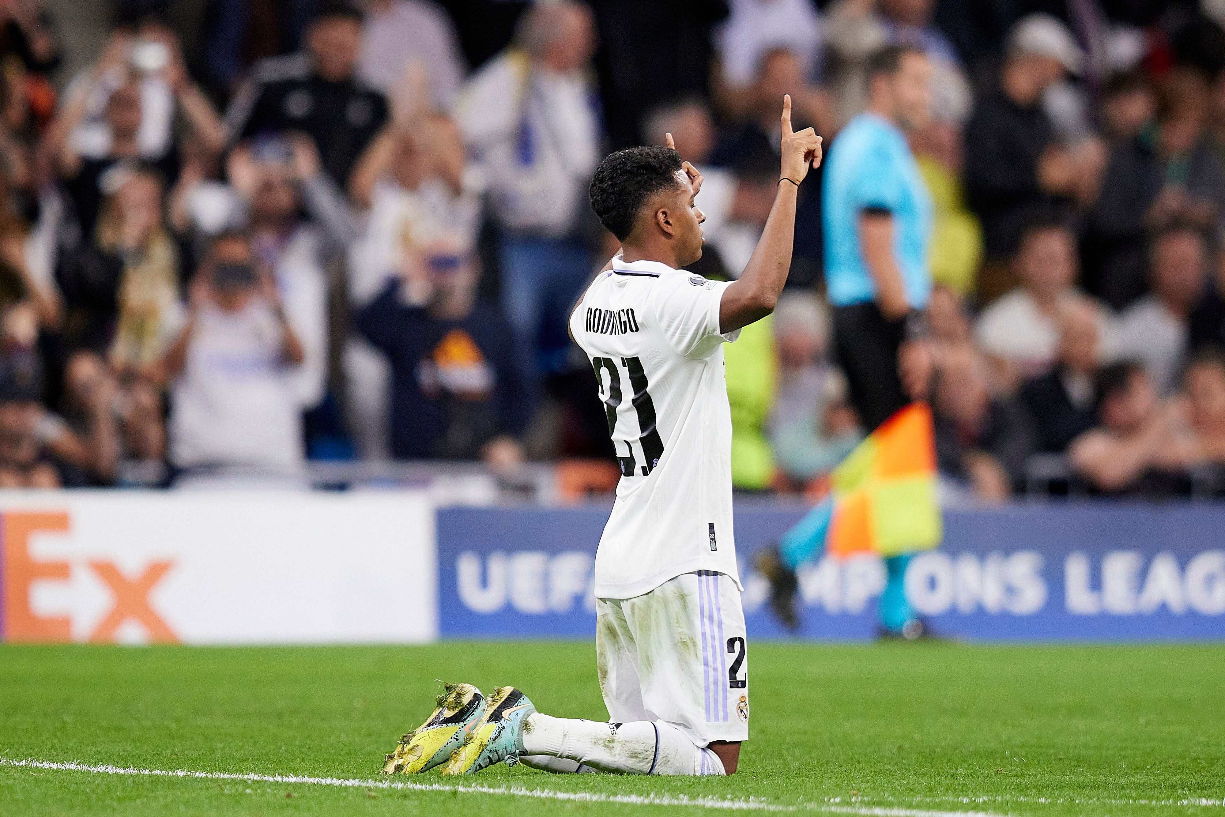  Rodrygo Goes celebra su gol en el Real Madrid-Celtic.