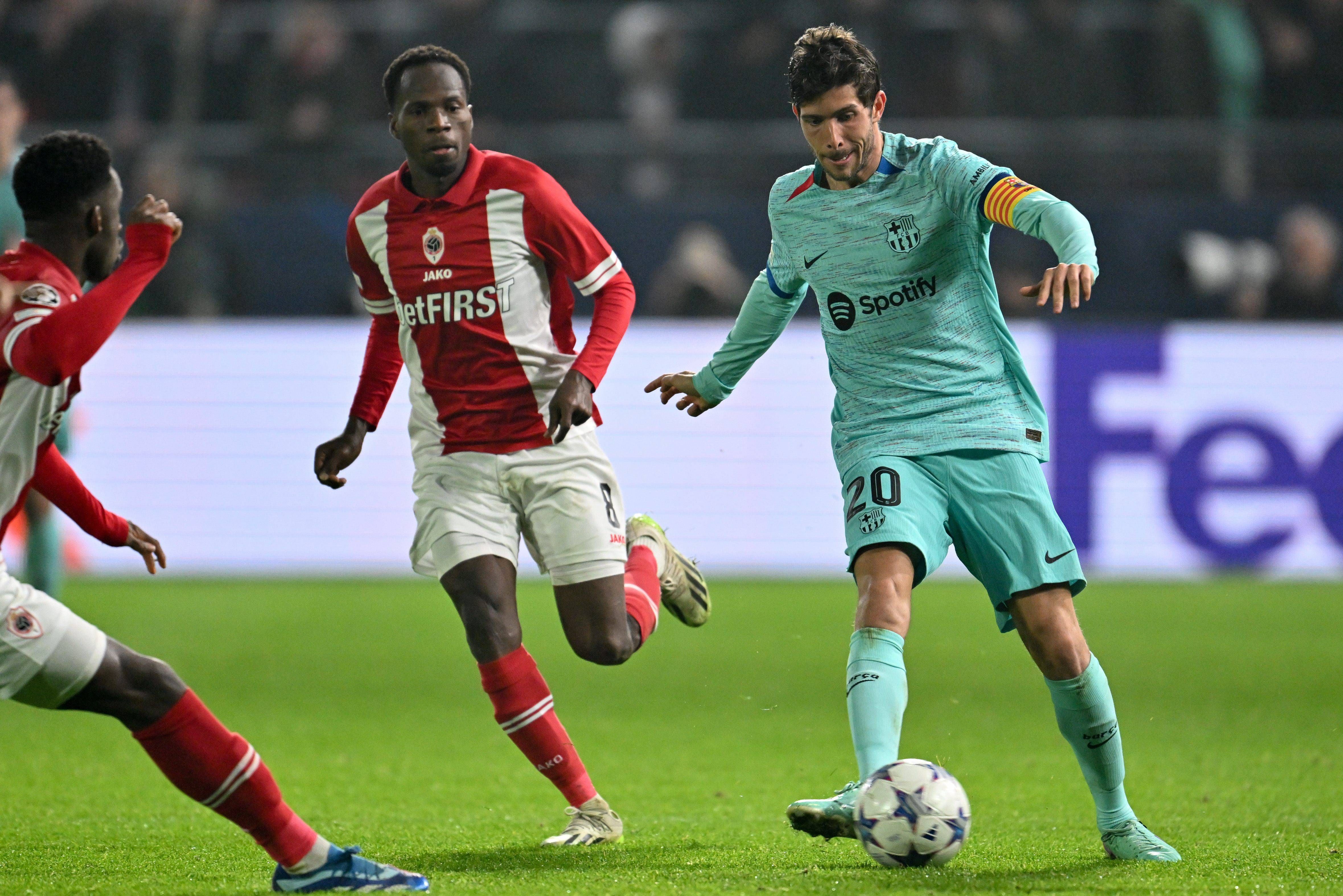 Sergi Roberto, durante el Amberes-Barcelona..