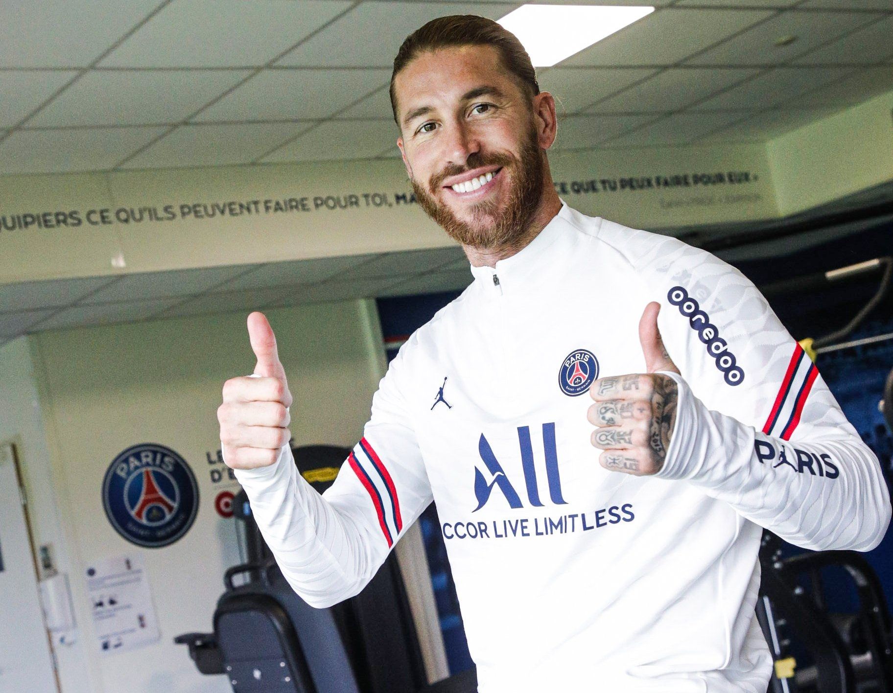 Sergio Ramos, en una sesión con el PSG (Foto: PSG).