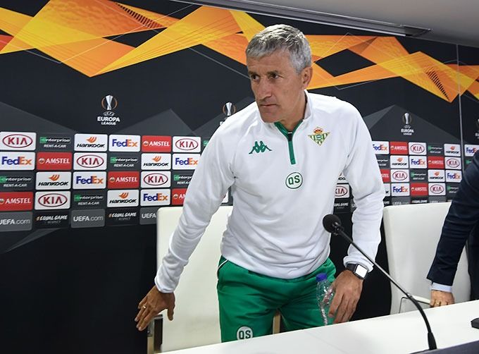 Setién, en la rueda de prensa de este miércoles.