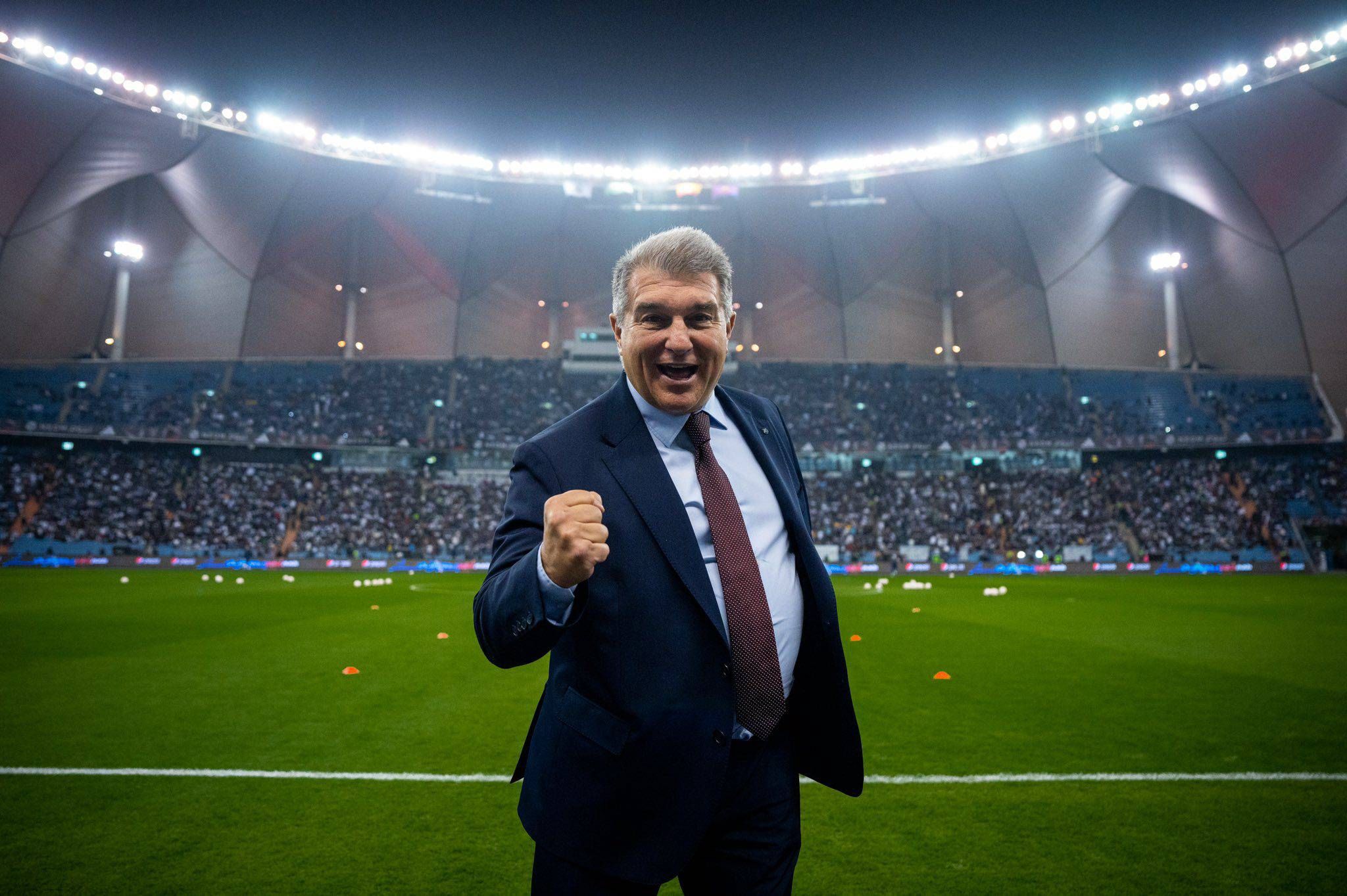 Joan Laporta, eufórico en Riad (Foto: Cordon Press).