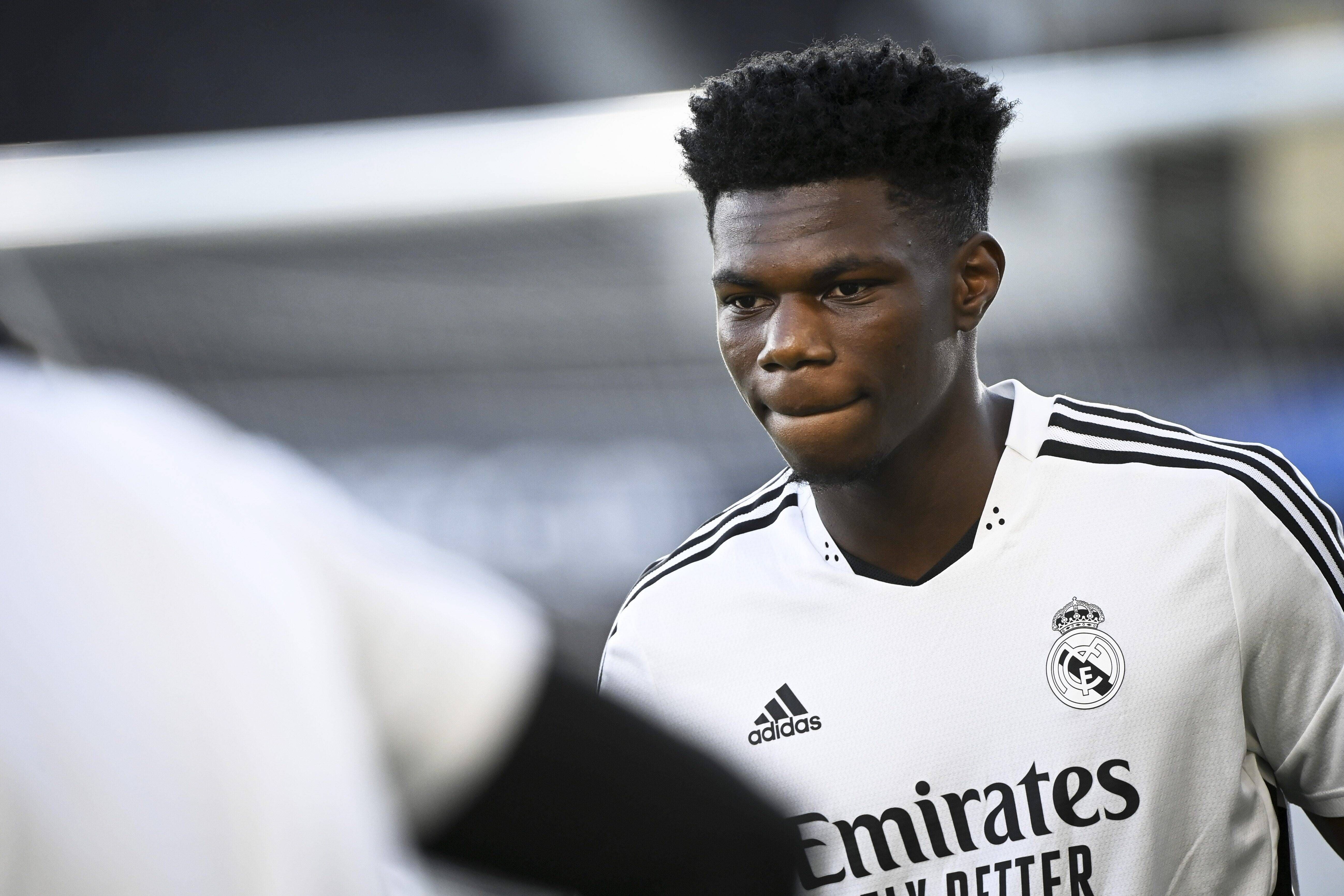 Tchouaméni, en el calentamiento de la Supercopa de Europa (Foto: Cordon Press). 