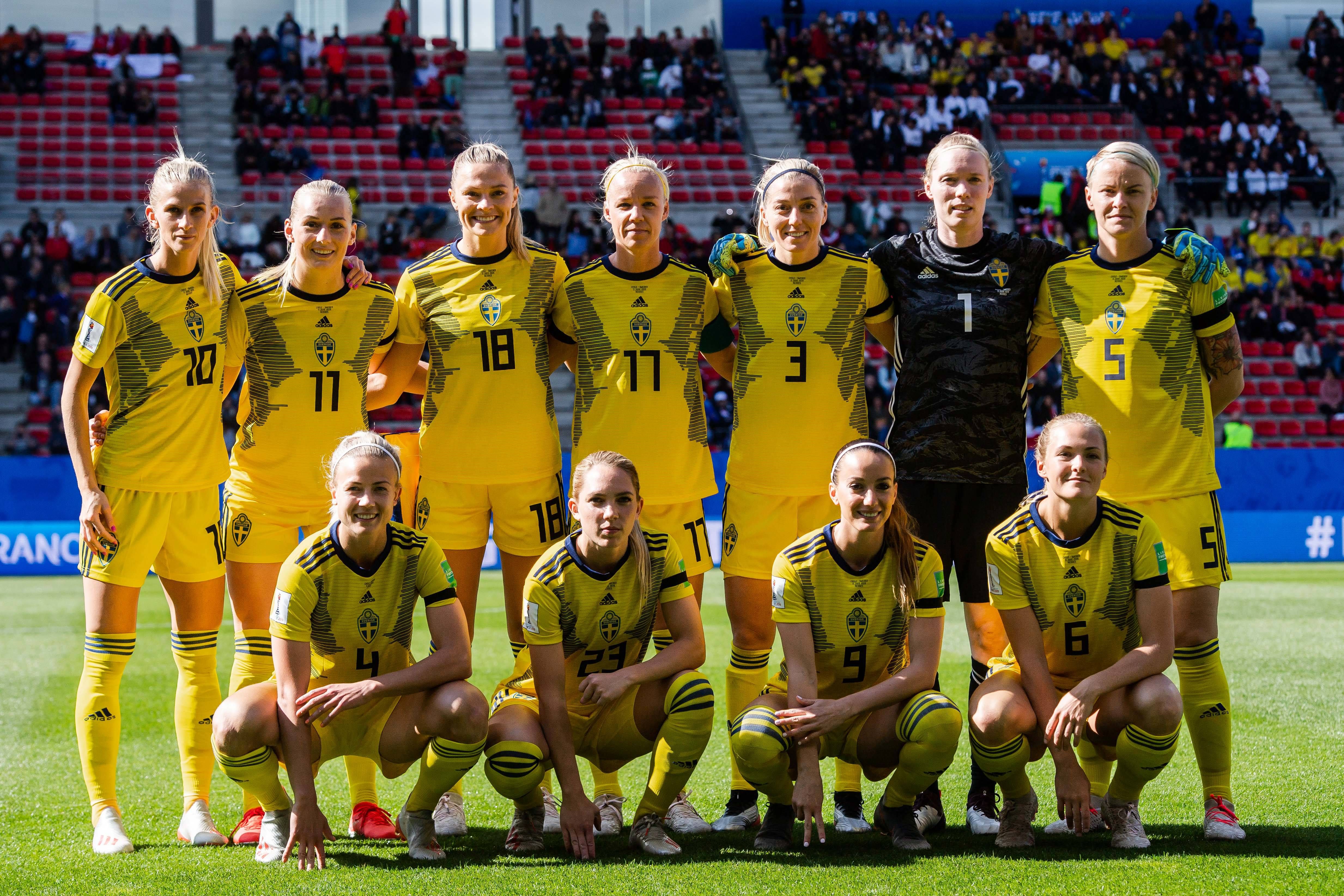  La selección de Suecia antes de un partido.