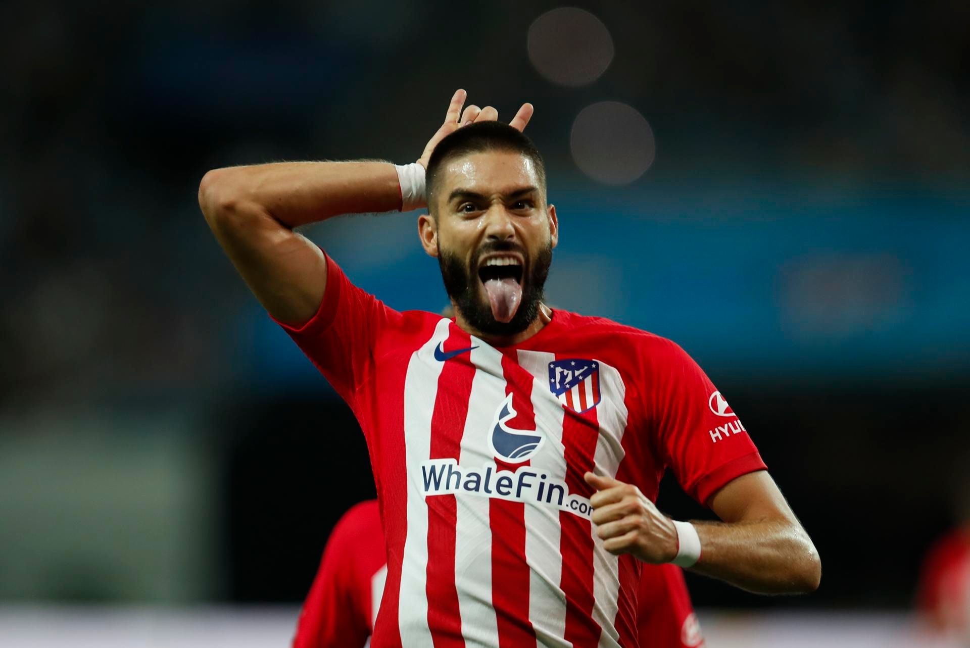 Yannick Carrasco celebra su gol en el Atlético de Madrid-Manchester City. Fuente: EFE.