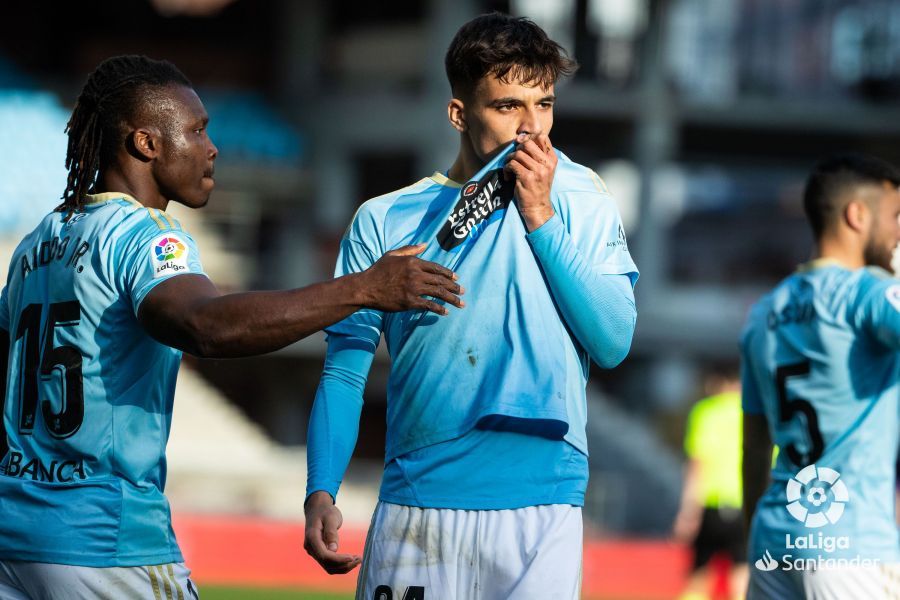 Celebración del segundo gol de Gabri Veiga en el Celta - Real Valladolid.