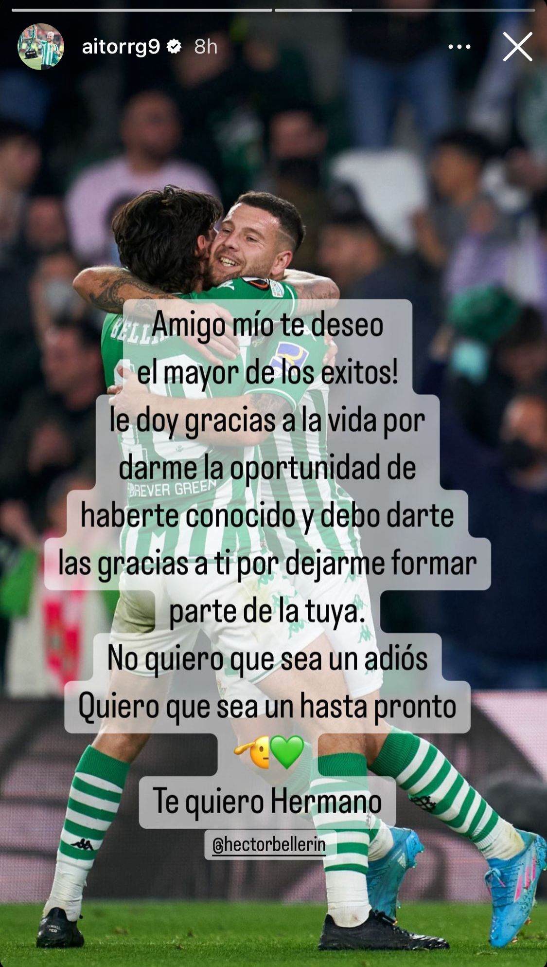 Aitor Ruibal se despide de Bellerín