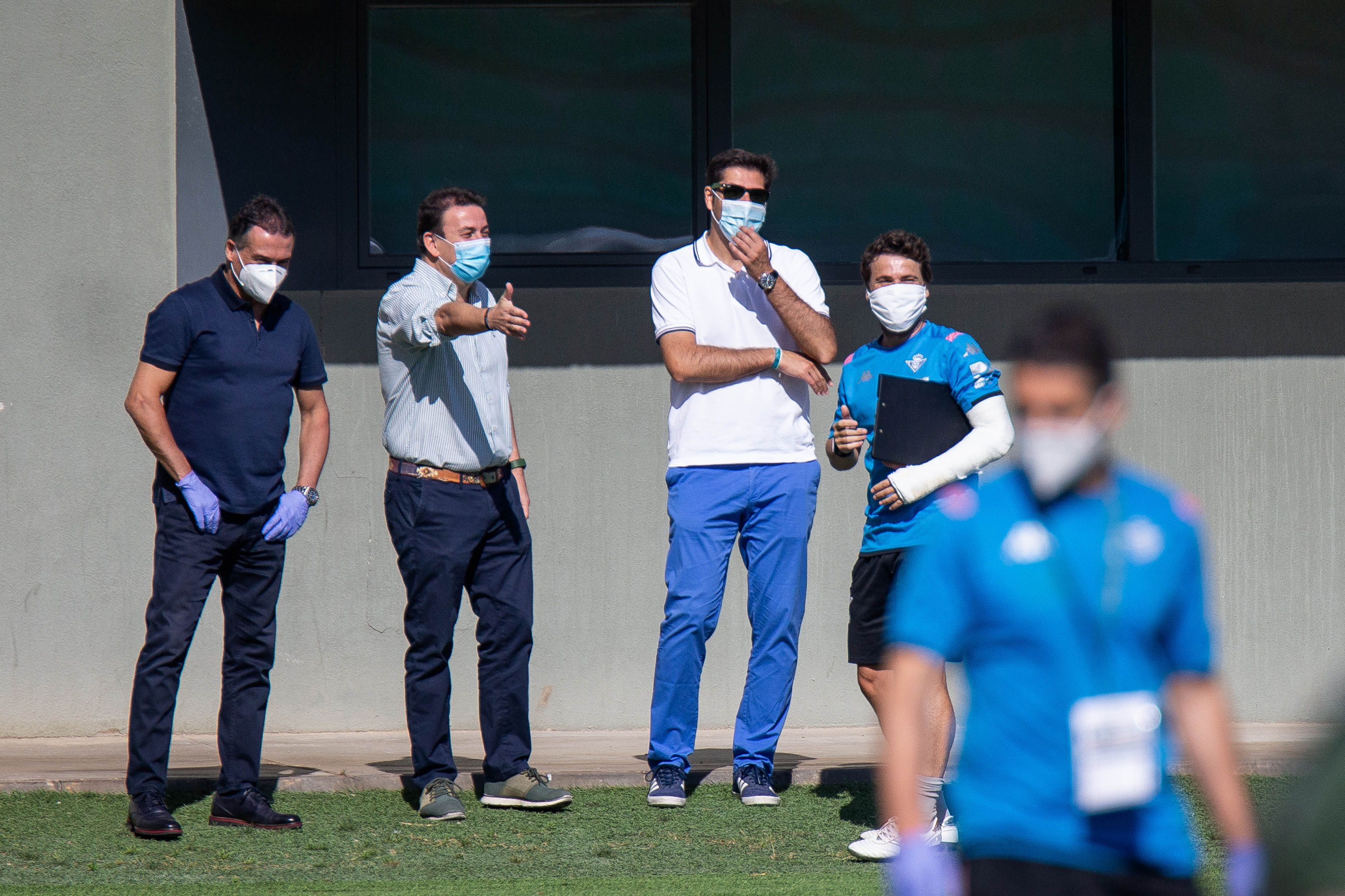 Alexis, López Catalán y Ángel Haro, en el entrenamiento.