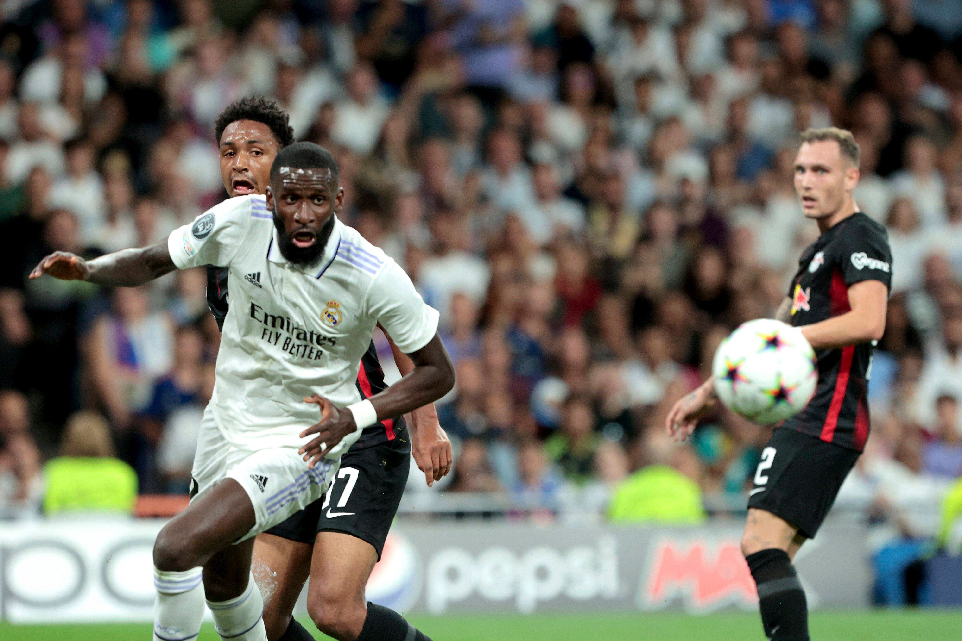 Antonio Rüdiger, en el duelo ante el RB Leipzig.