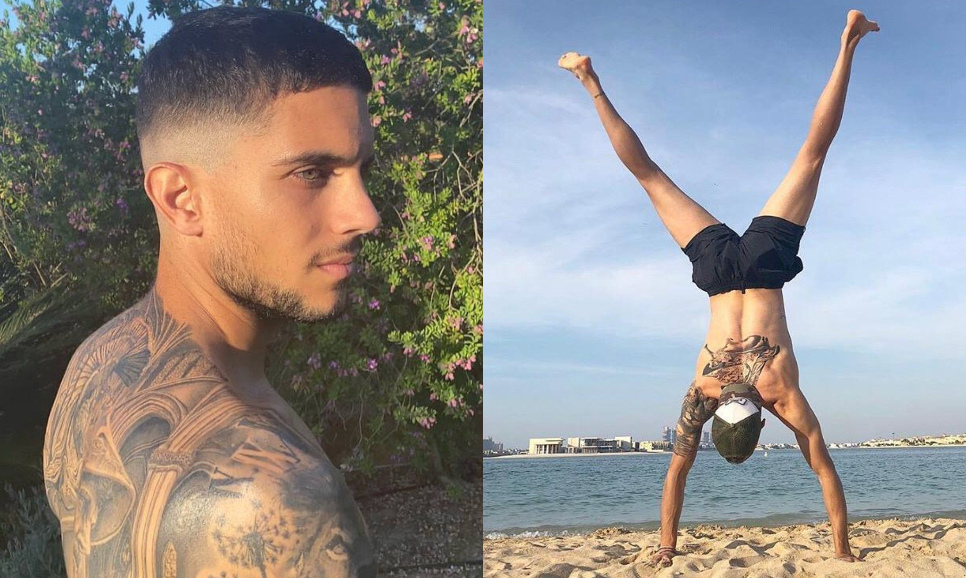 El antes y el después de la espalda tatuada de Marc Bartra (Fotos: Instagram).