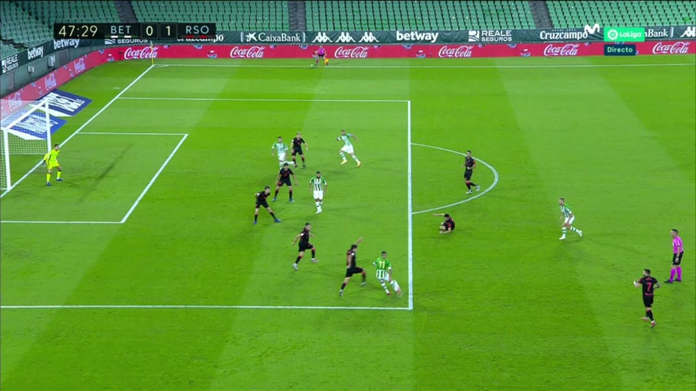  Instante del fuera de juego pitado a Sanabria.