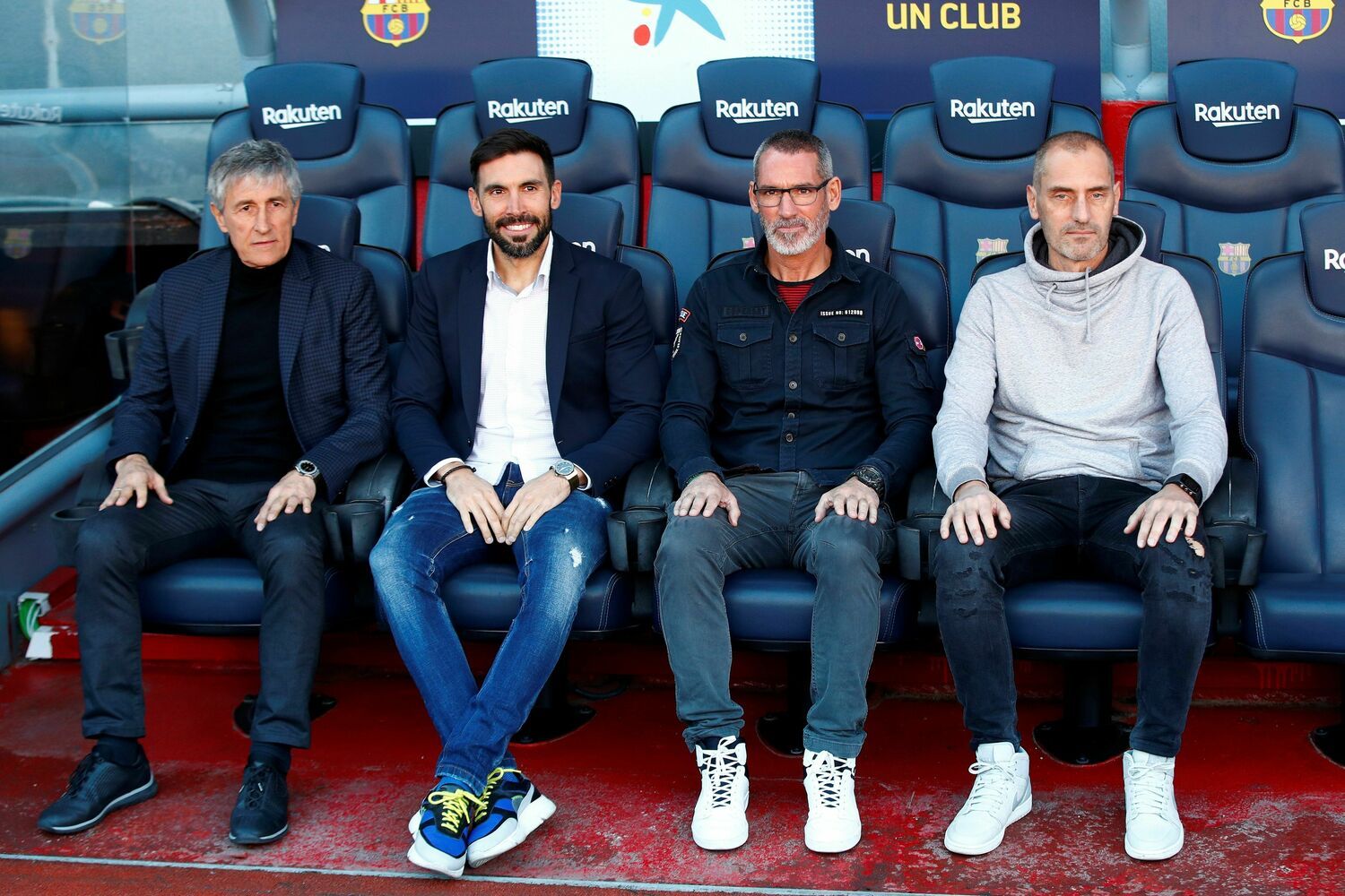  Cuerpo técnico de Quique Setién en el FC Barcelona.