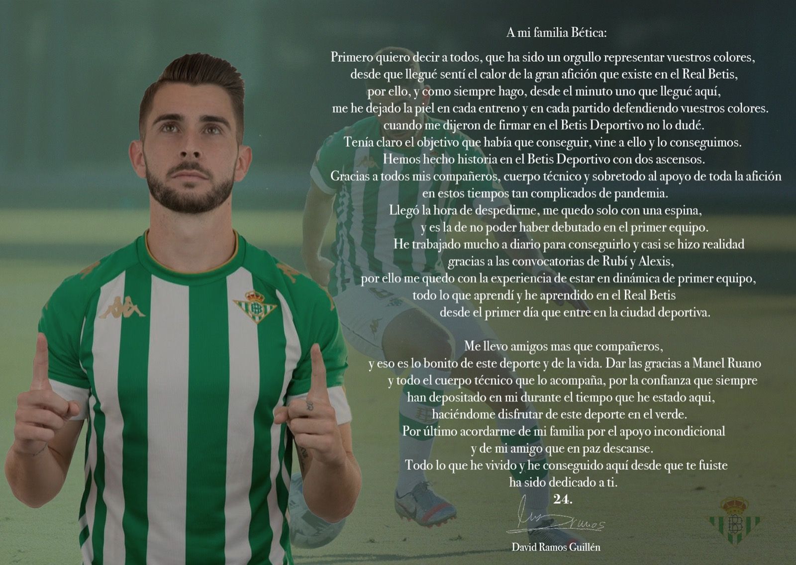  Carta de despedida de David Ramos.