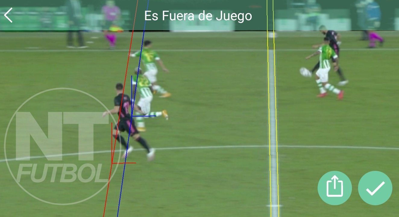  Captura del pase de Benzema a Jovic que propicia la expulsión de Emerson (Imagen: @BetisStats).
