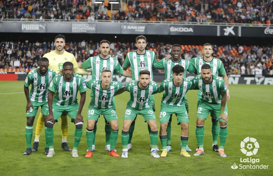 El once del Betis ante el Valencia.