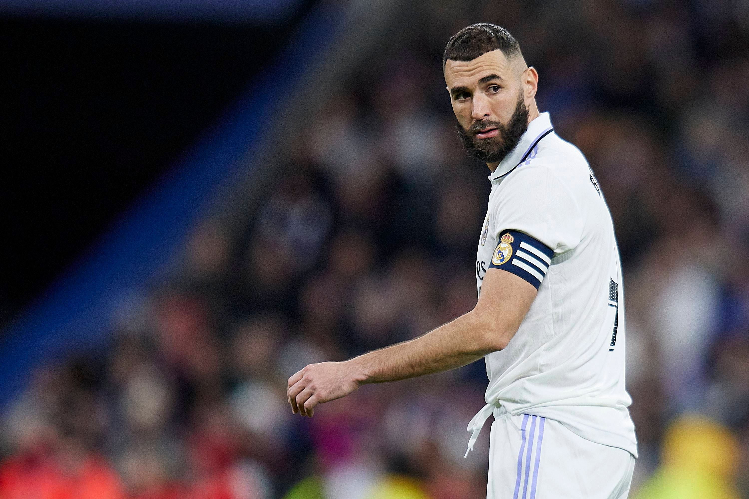Karim Benzema, en el derbi entre Real Madrid y Atlético.