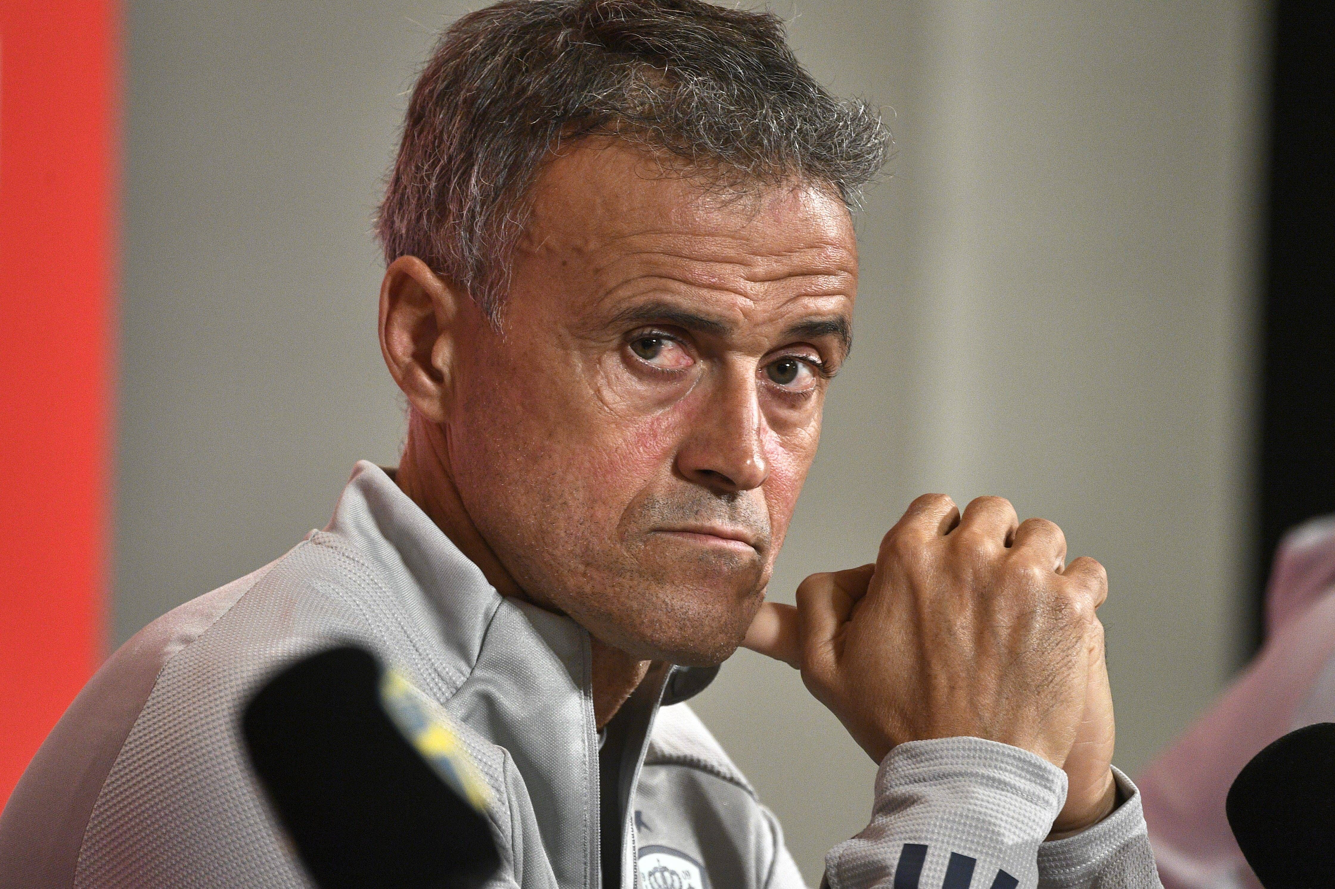  Luis Enrique, durante una rueda de prensa.