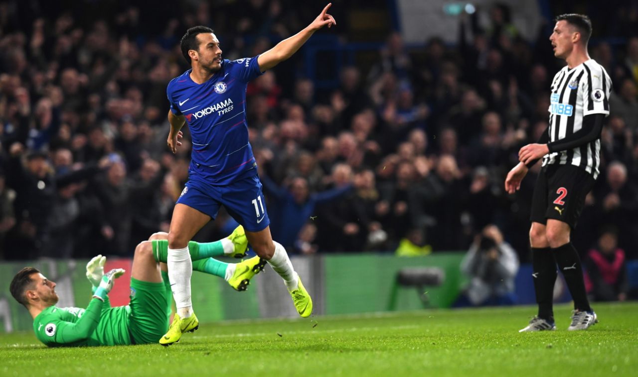  Pedro celebra su gol ante el Newcastle.