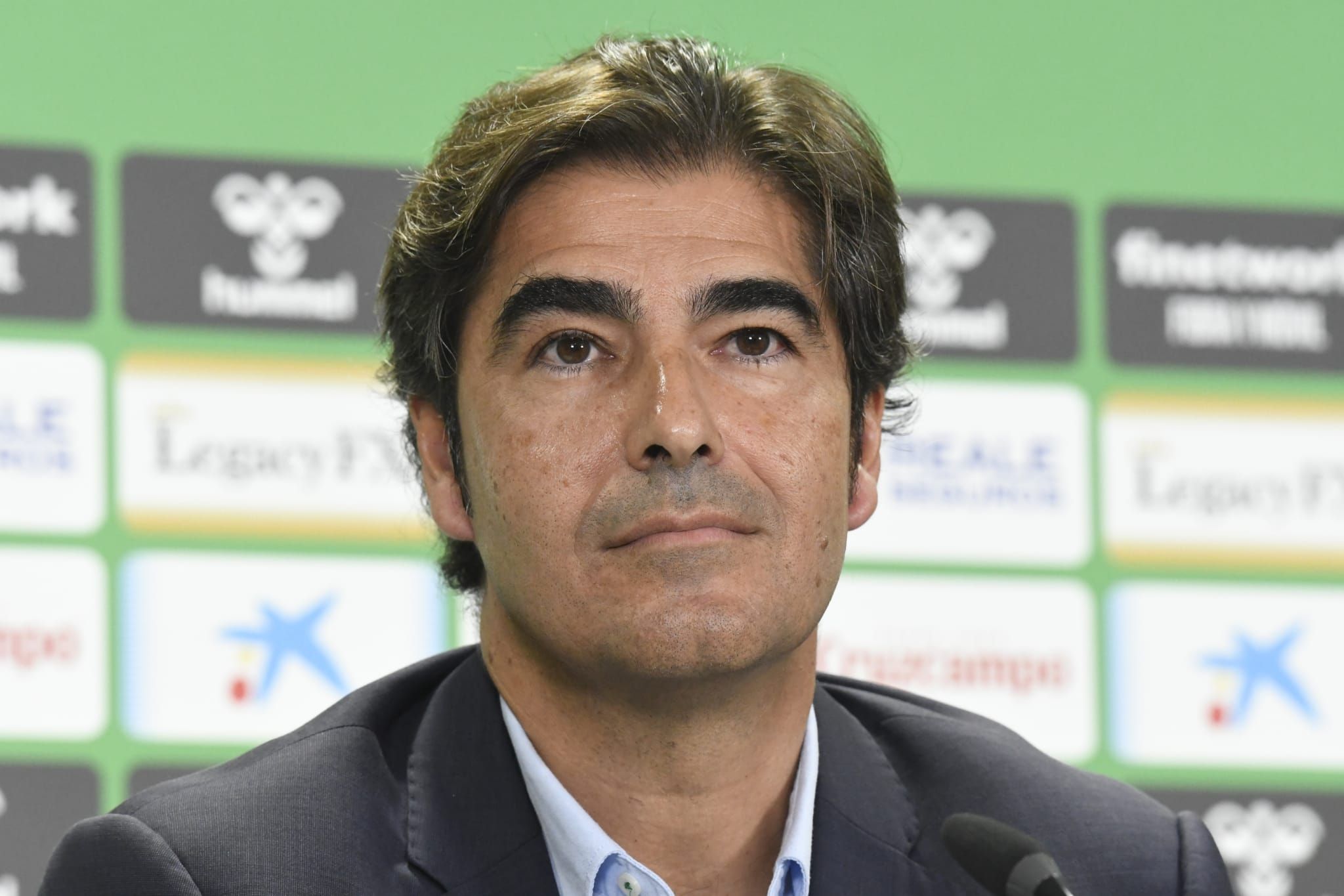  Ángel Haro, en la rueda de prensa en el estadio del Betis.