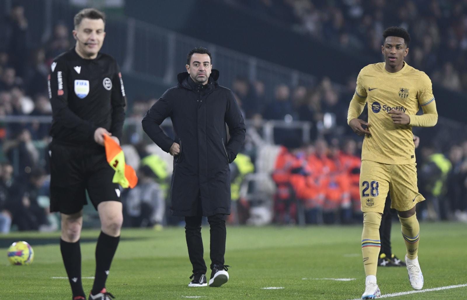 Xavi, en la banda del Villamarín.