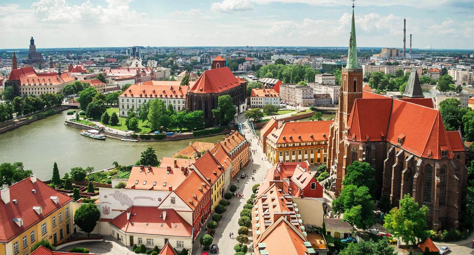 Imagen panorámica de la ciudad de Wroclaw.