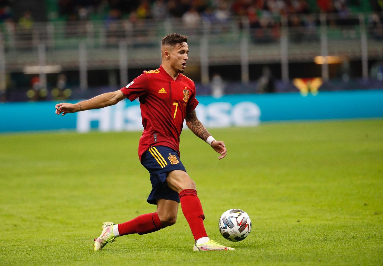 Yeremy Pino en su debut con la selección absoluta de España.