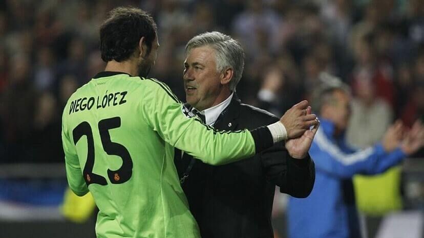Diego López junto a Carlo Ancelotti (Cordon Press)