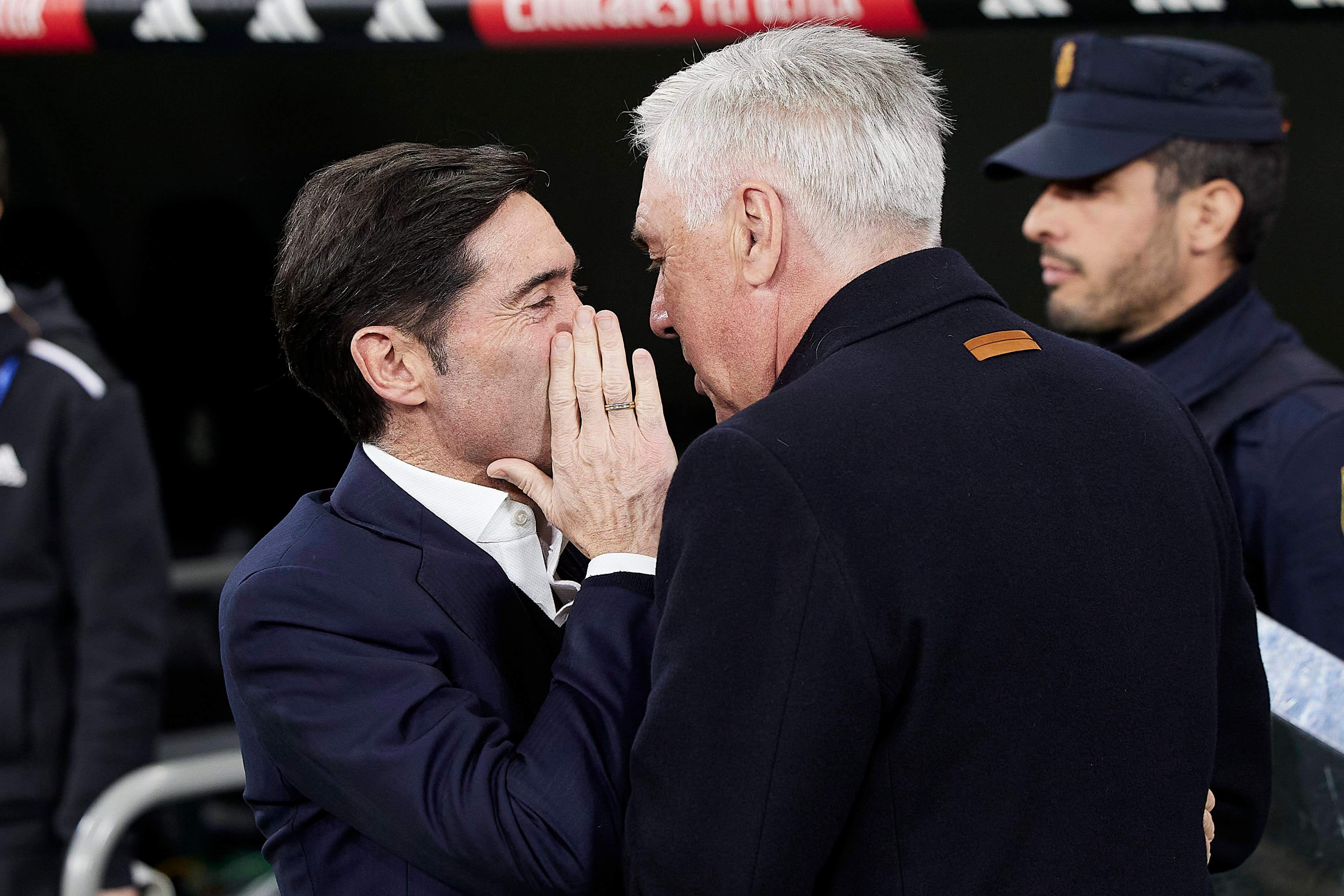  Marcelino y Ancelotti antes del Real Madrid-Villarreal.