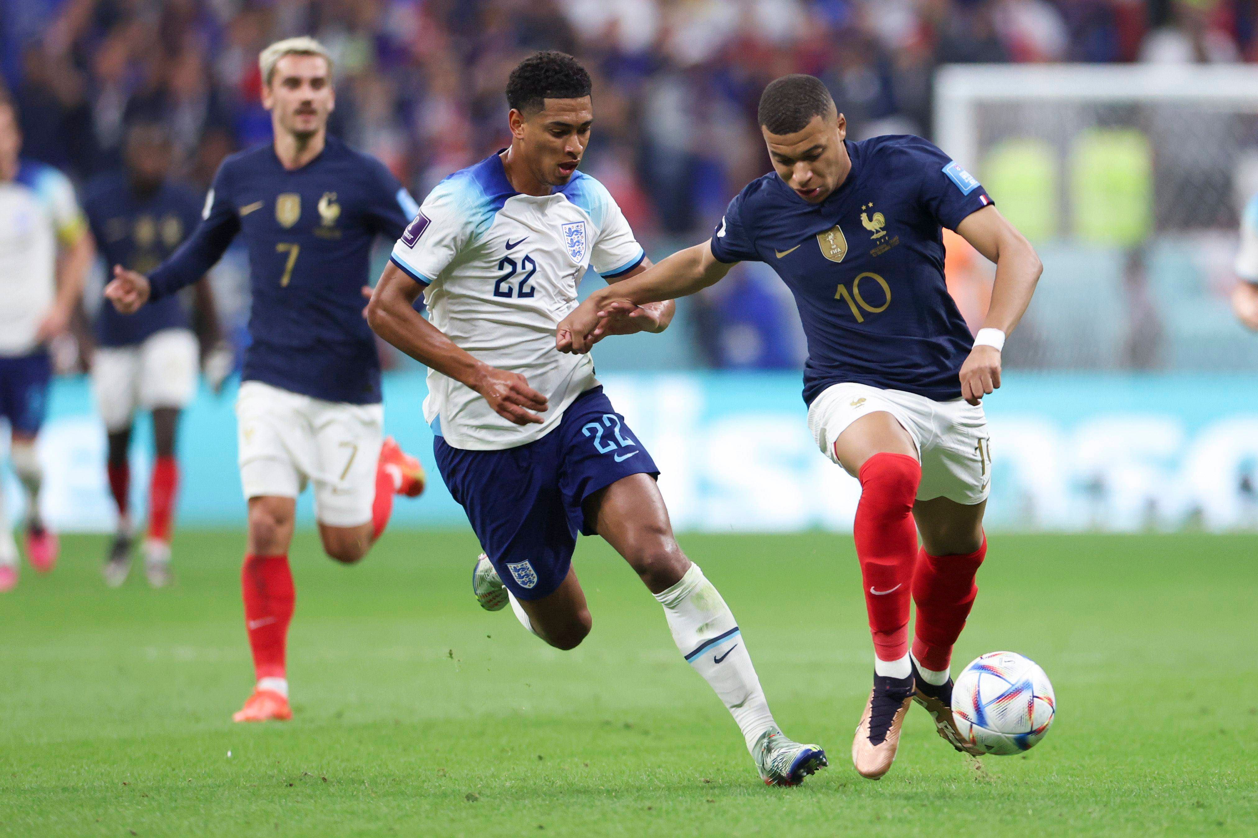  Bellingham y Mbappé, en el Mundial de Qatar.